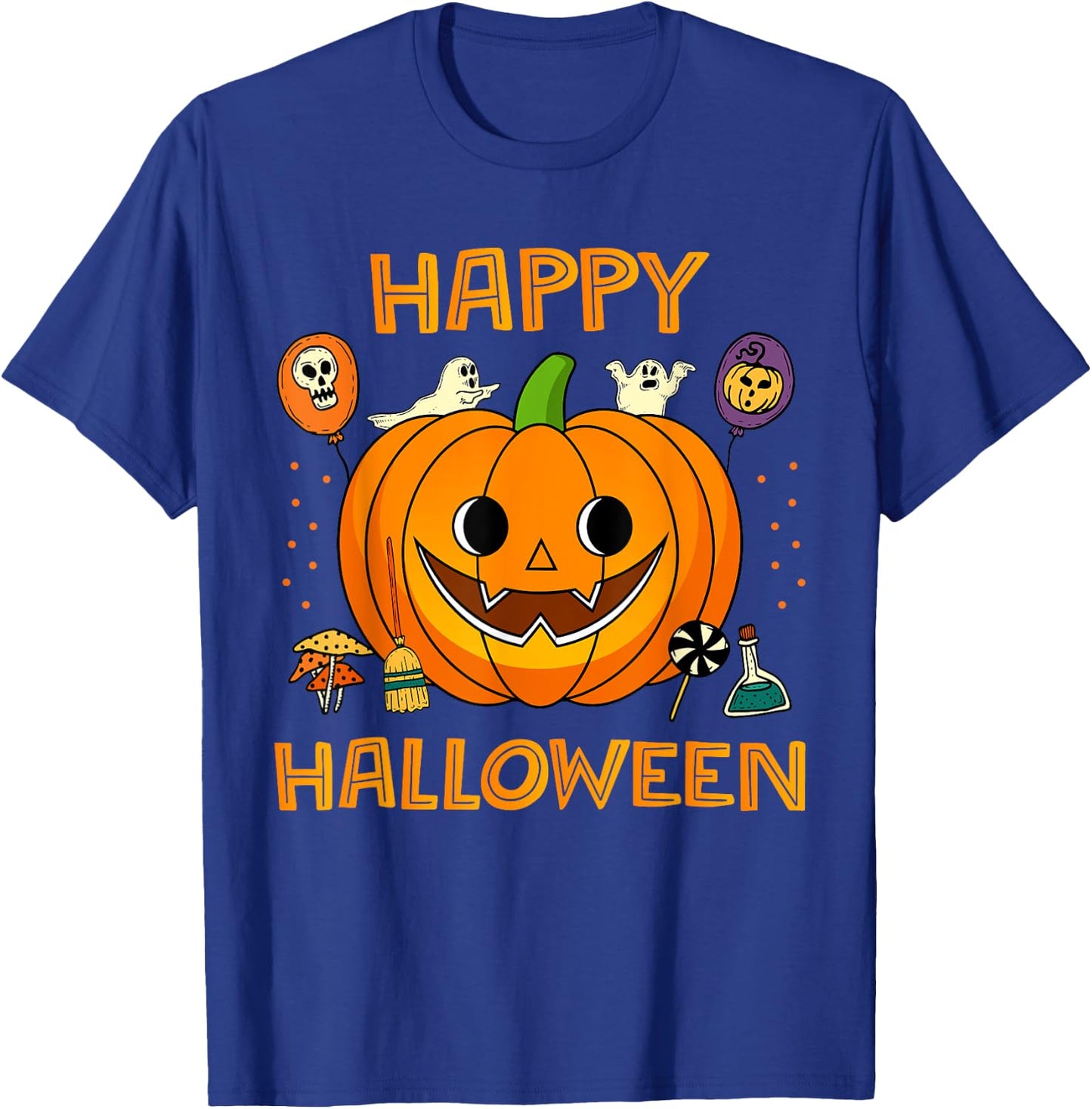 Trick Or Treat Halloween Funny Pumpkin Happy Halloween T-Shirt - T-Shirt | Royal
