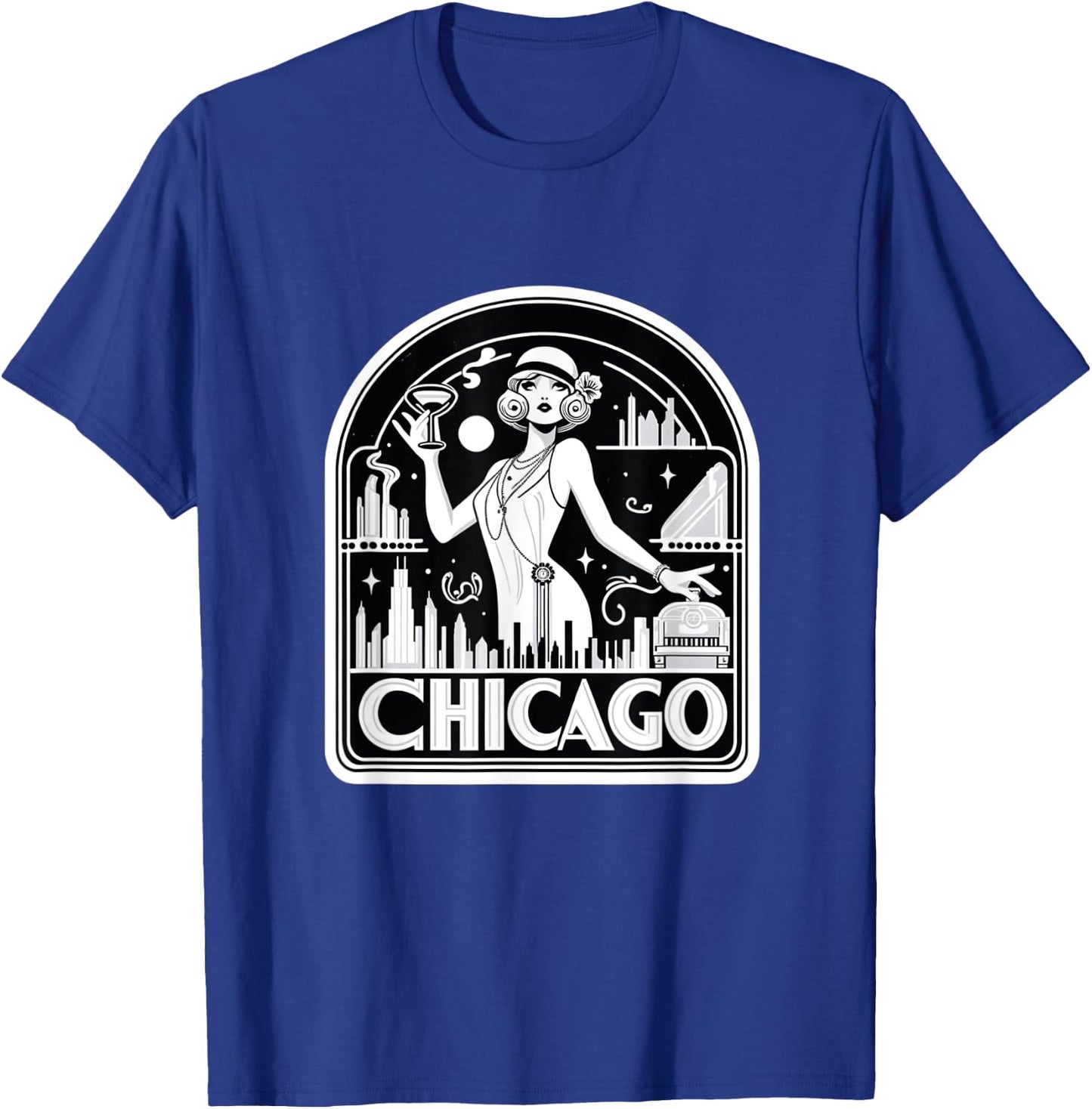 Chicago Flapper Velma Roxie 1920s Art Deco Musical Theatre T-Shirt - T-Shirt | Royal
