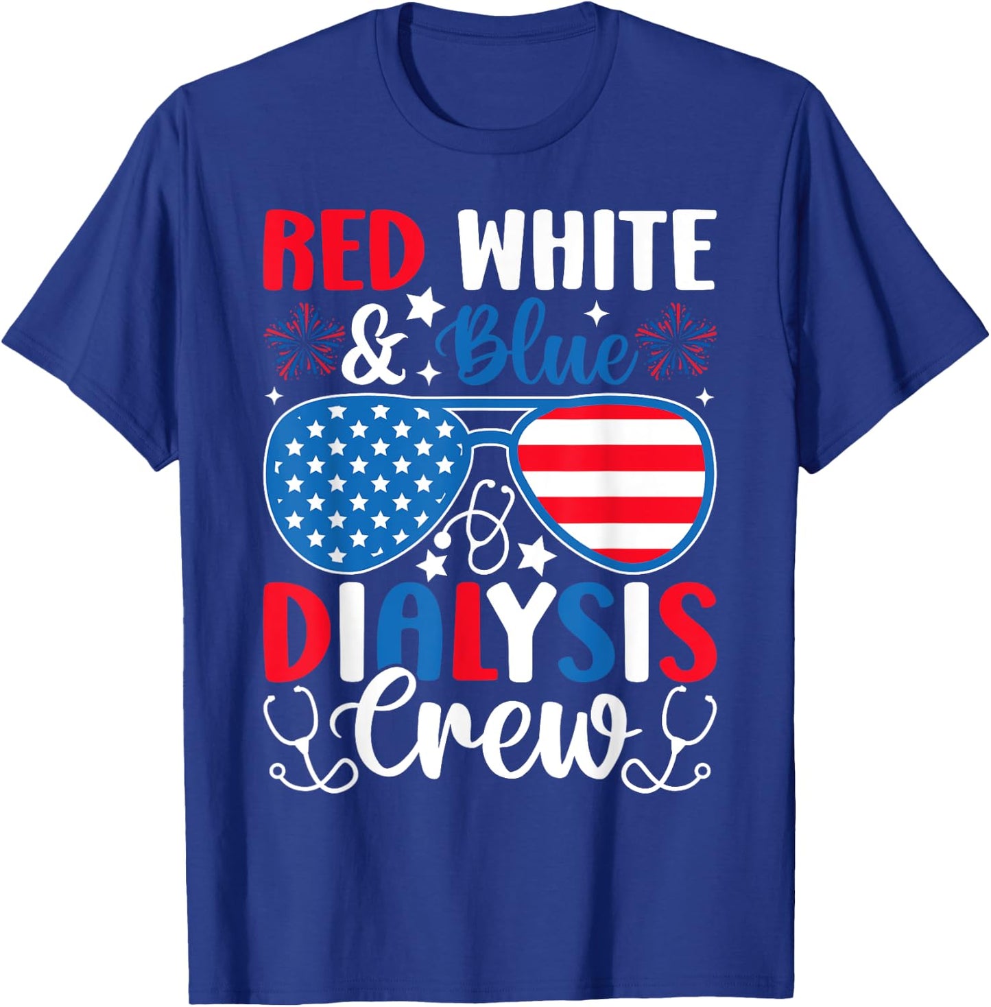 Red White Blue Dialysis Crew Patriotic Nurse 4th of July Kids Men T-Shirt - T-Shirt | Royal