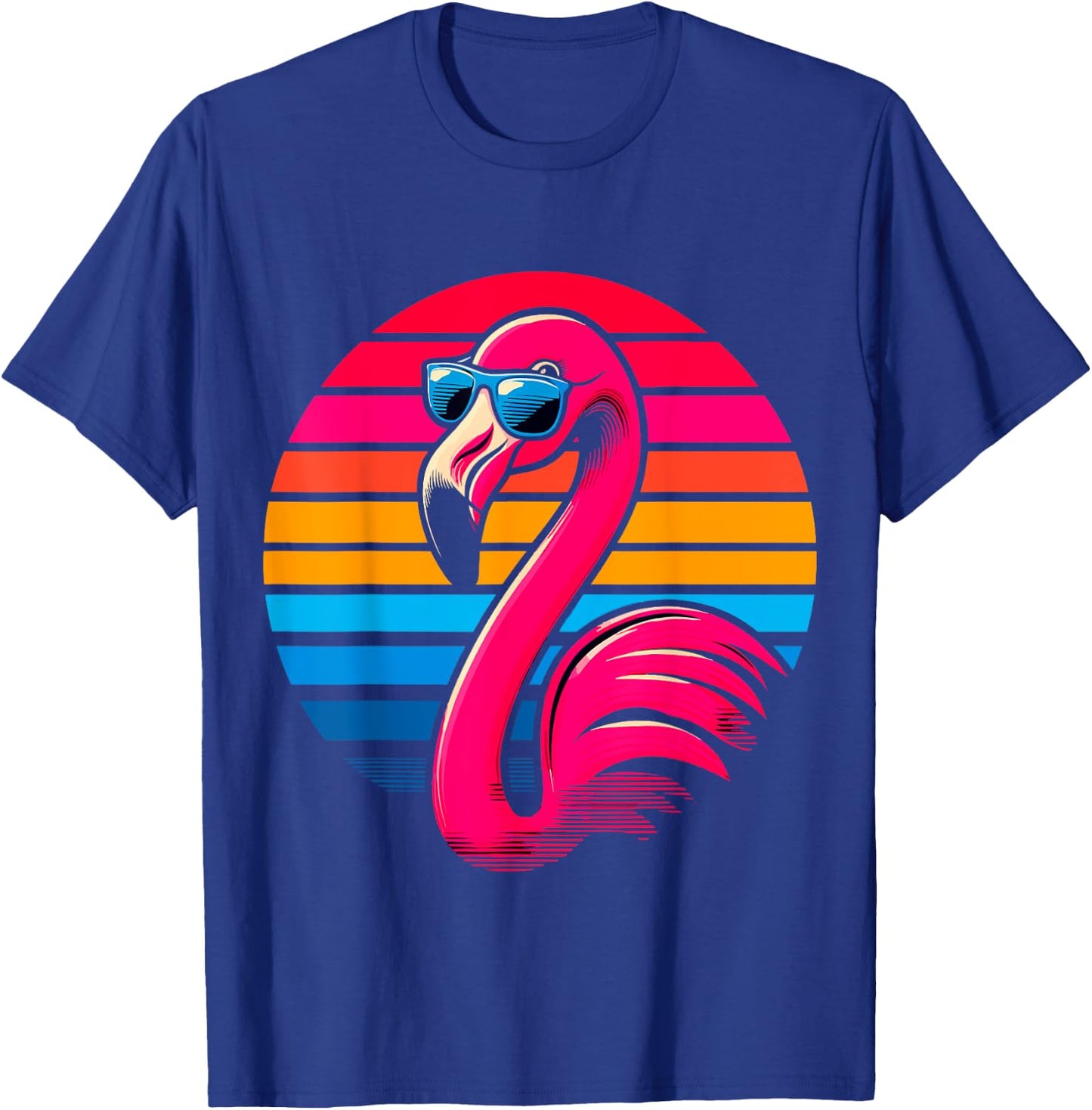 cool Flamingo with Sunglasses 70s 80s 90s Party Retro T-Shirt - T-Shirt | Royal