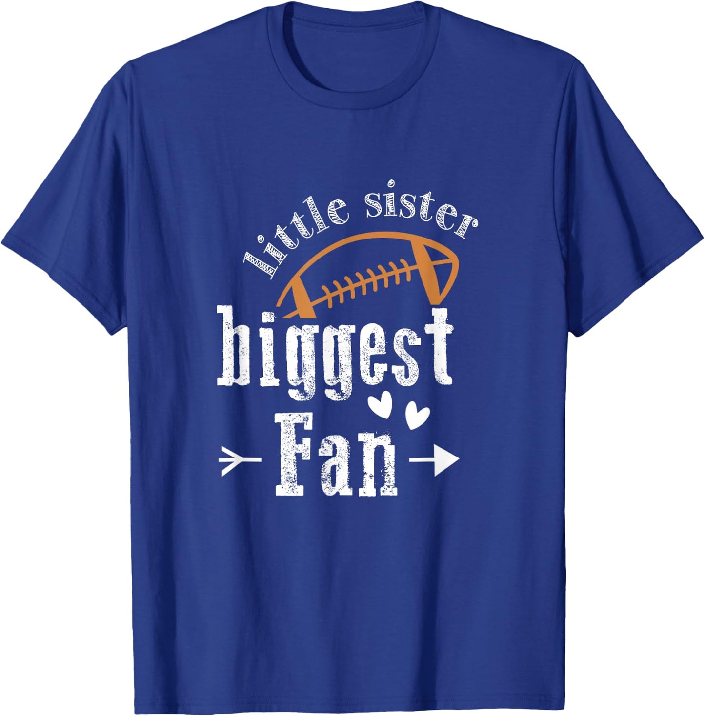 Sister Sibling Best Little Sister Biggest Fan Football T-Shirt - T-Shirt | Royal