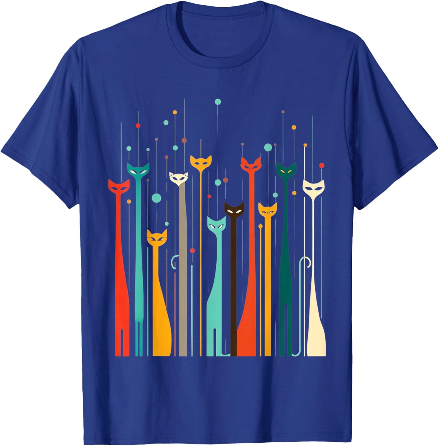 Vintage Retro Mid-Century Long Neck Cats 50s 60s Style T-Shirt - T-Shirt | Royal