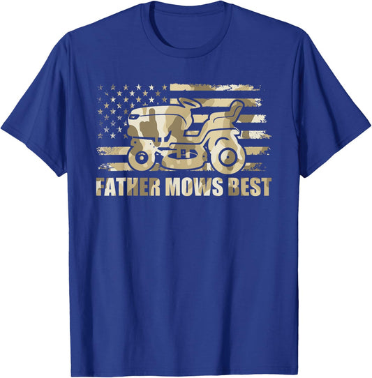 Father Mows Best Lawn Care Dad Mowing Patriotic Father's Day Men T-Shirt - T-Shirt | Royal