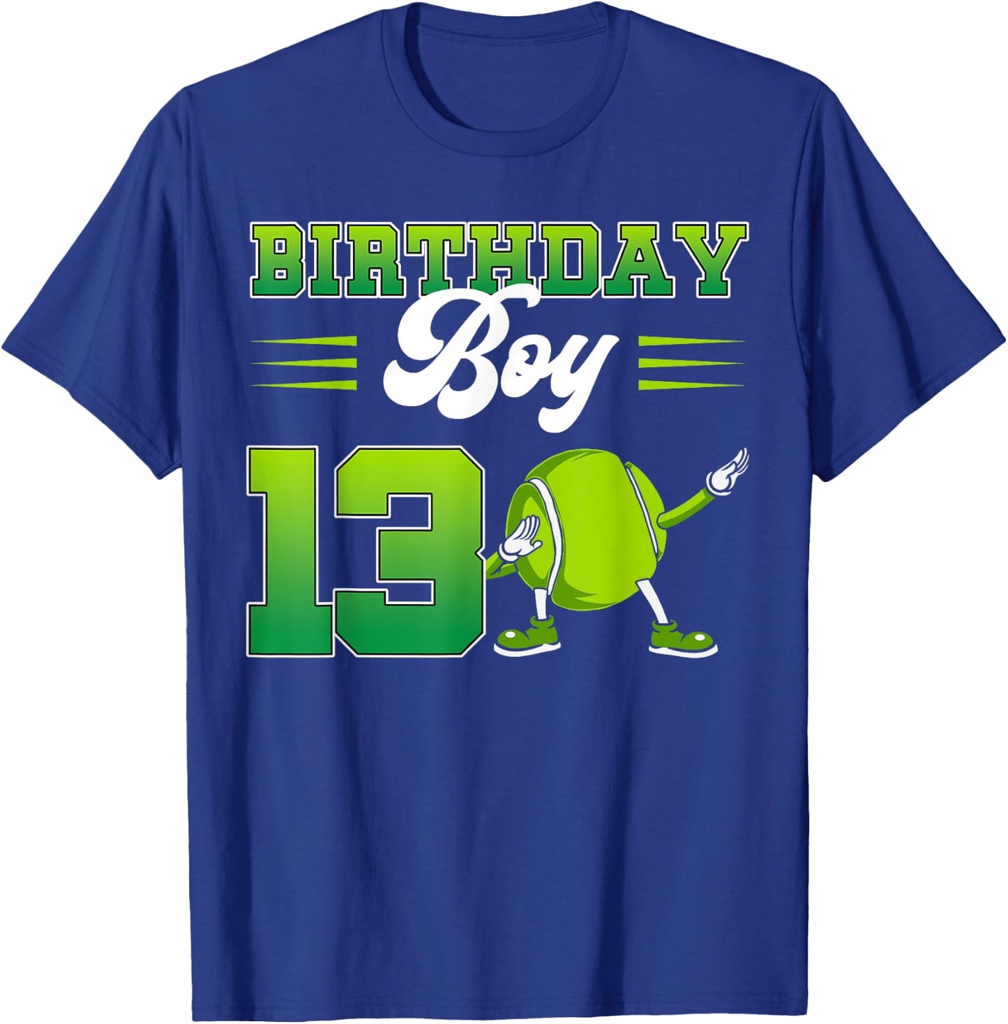 Birthday Boy 13 Dabbing Tennis 13th Bday 13 Years Old T-Shirt - T-Shirt | Royal