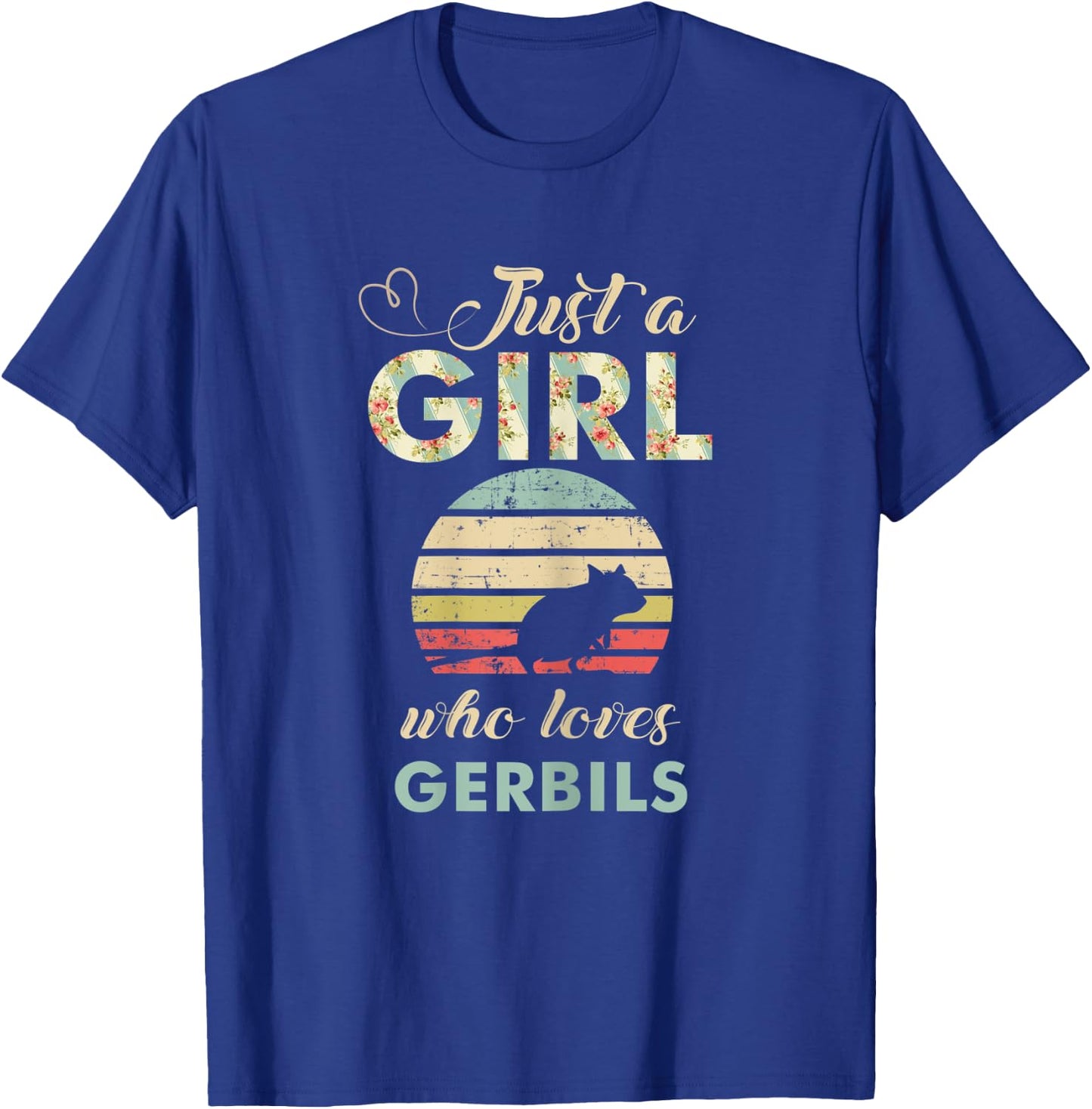 Just A Girl Who Loves Gerbils Retro Vintage Gerbil T-Shirt - T-Shirt | Royal