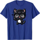 Funny Black Cat Cartoon Finger-heart K-pop Korean Men Women T-Shirt - T-Shirt | Royal