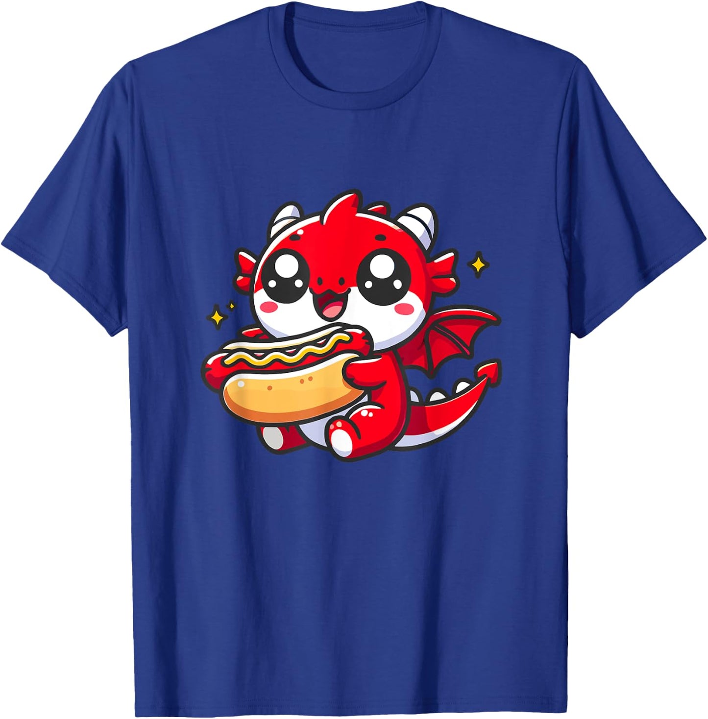 Cute Dragon Eats Hotdog T-Shirt - T-Shirt | Royal