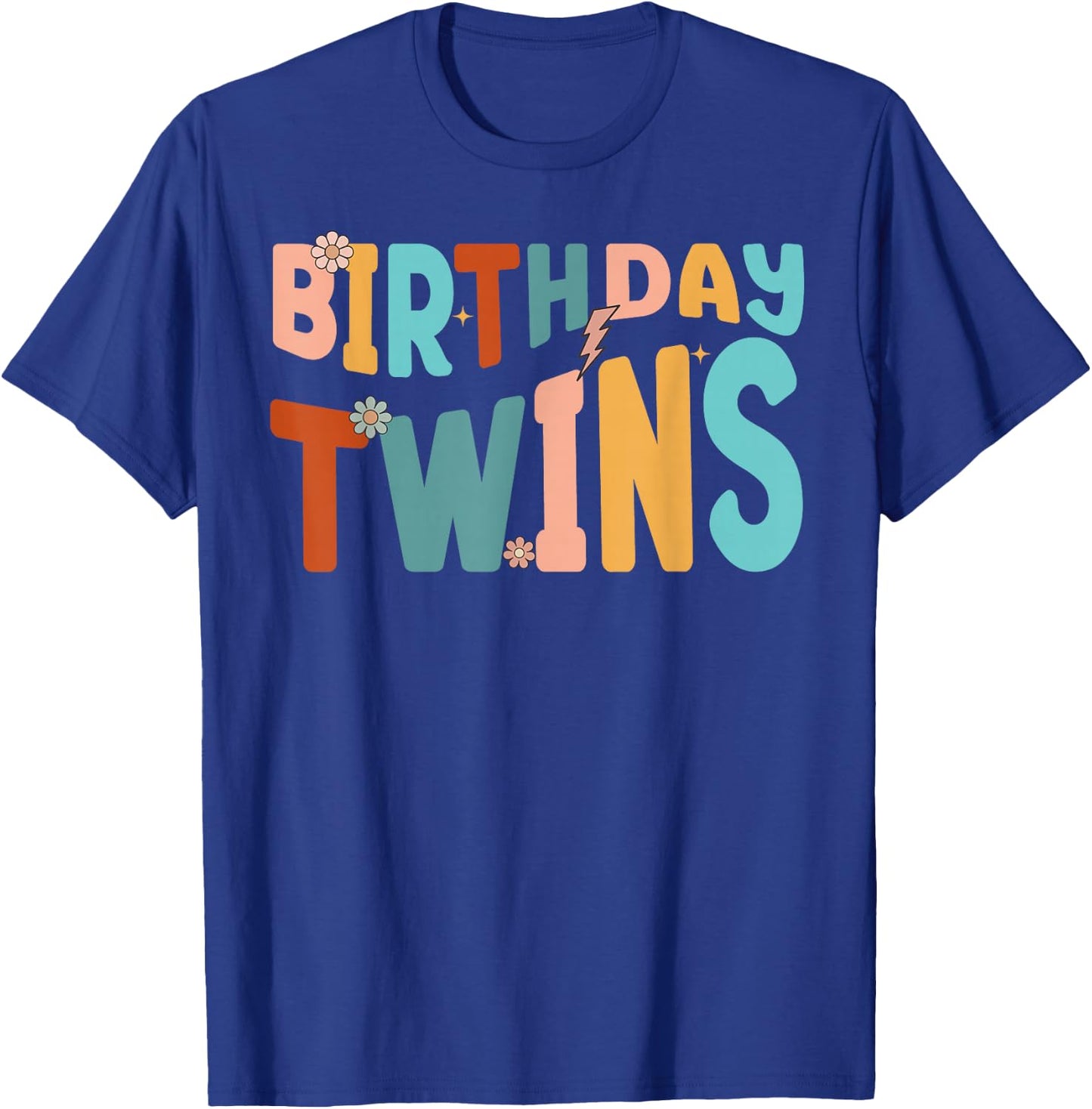 It's Our Birthday Twins Matching Girl's Women's Groovy Retro T-Shirt - T-Shirt | Royal