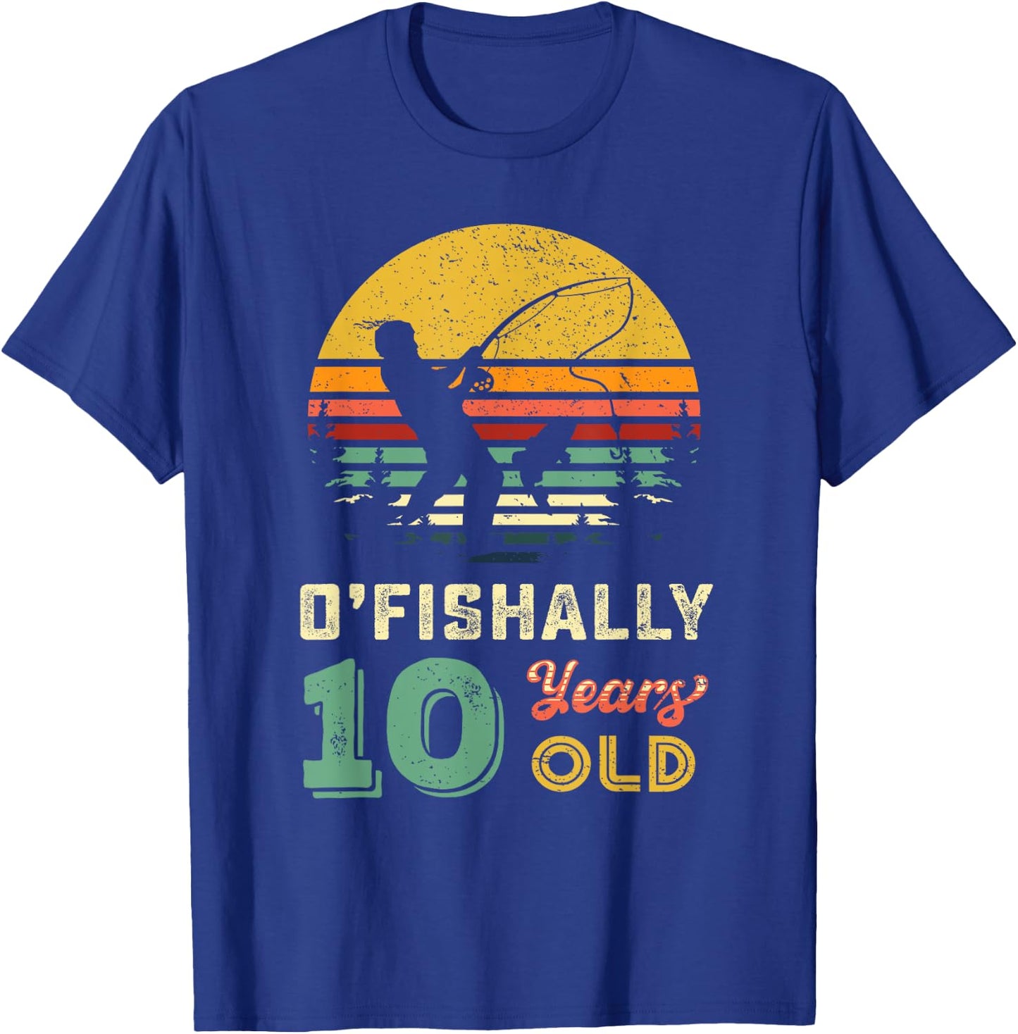 10 Years Old Fishing Gift 10 yo Ten Year Old 10th Birthday T-Shirt - T-Shirt | Royal