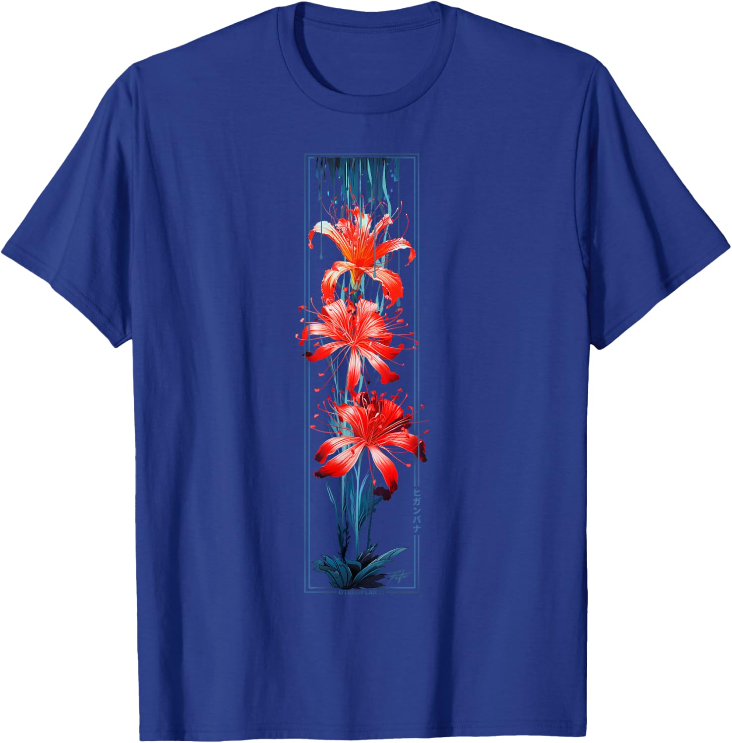 Red Spider Lily Flower in Japanese grunge Aesthetic Style T-Shirt - T-Shirt | Royal