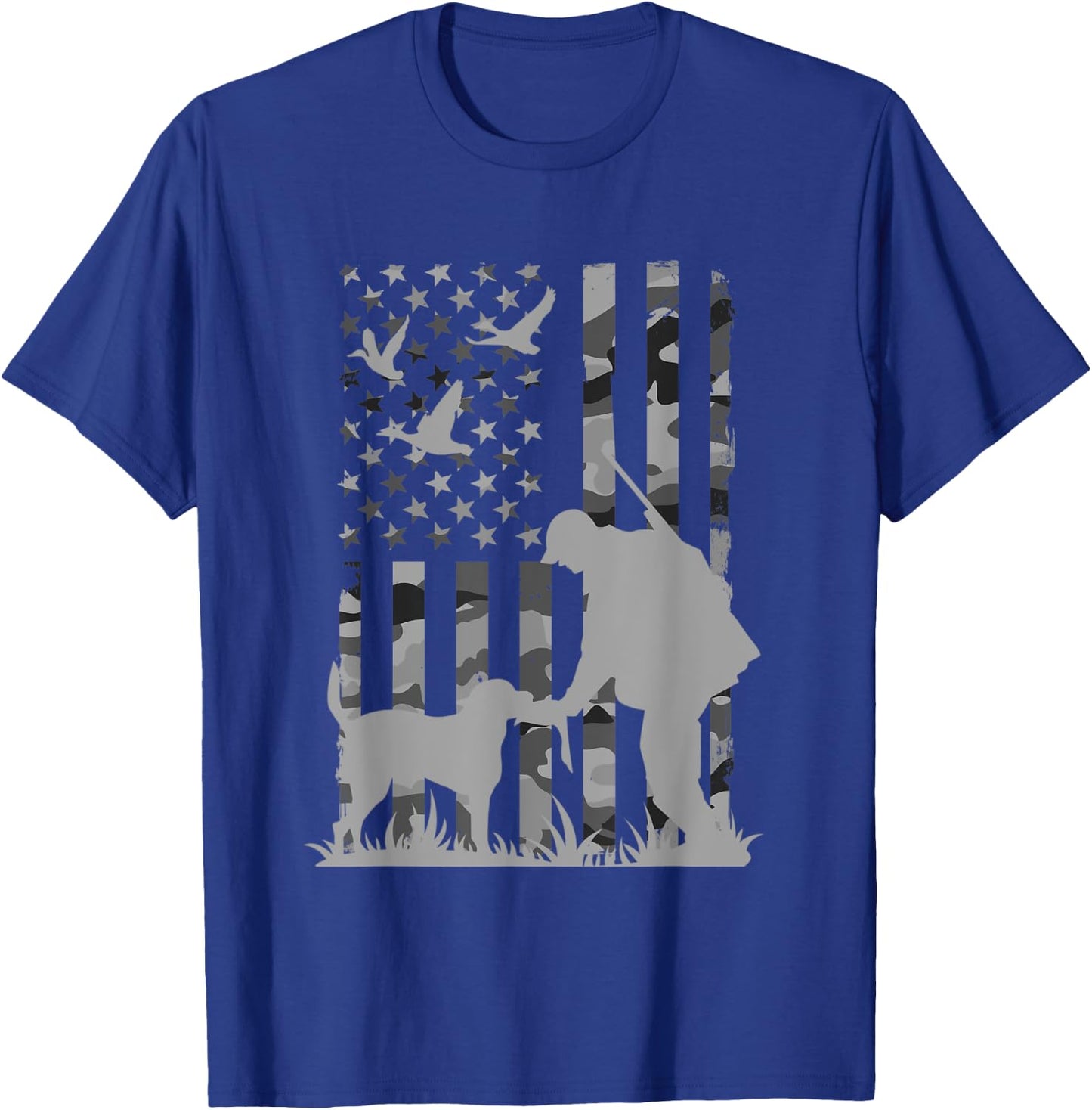 Duck hunting camouflage usa flag labrador retriever Men T-Shirt - T-Shirt | Royal