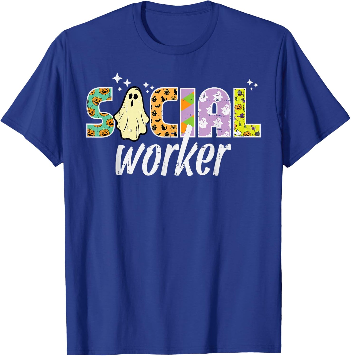 Halloween Social Worker Ghost Advocate Costume Women Men T-Shirt - T-Shirt | Royal