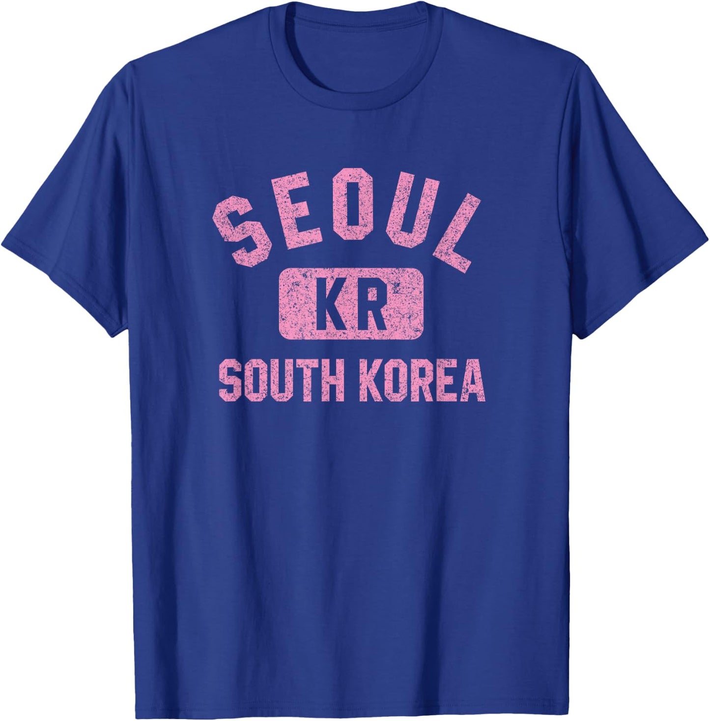 Seoul South Korea KR Gym Style Distressed Pink Print T-Shirt - T-Shirt | Royal
