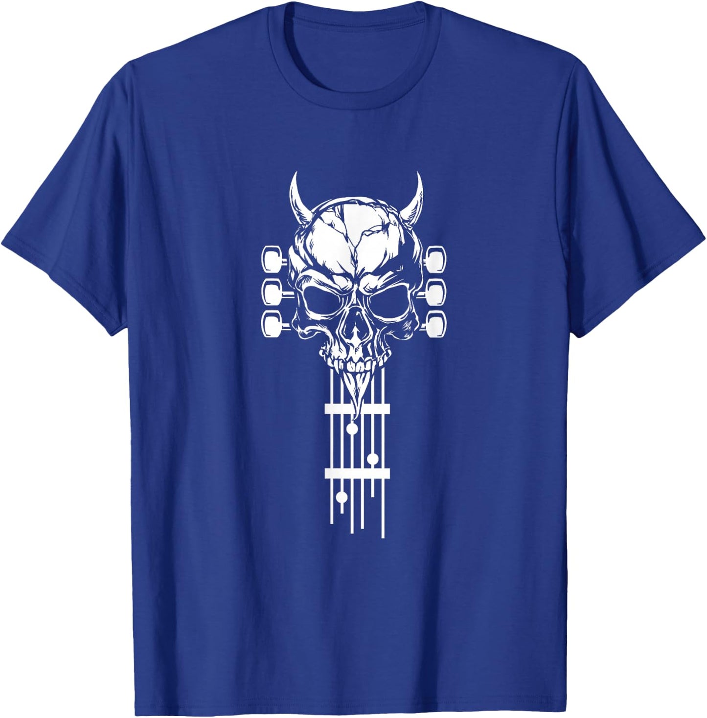 Skull Guitar Shirt Heavy Metal Band Guitar Player Guitarists T-Shirt - T-Shirt | Royal
