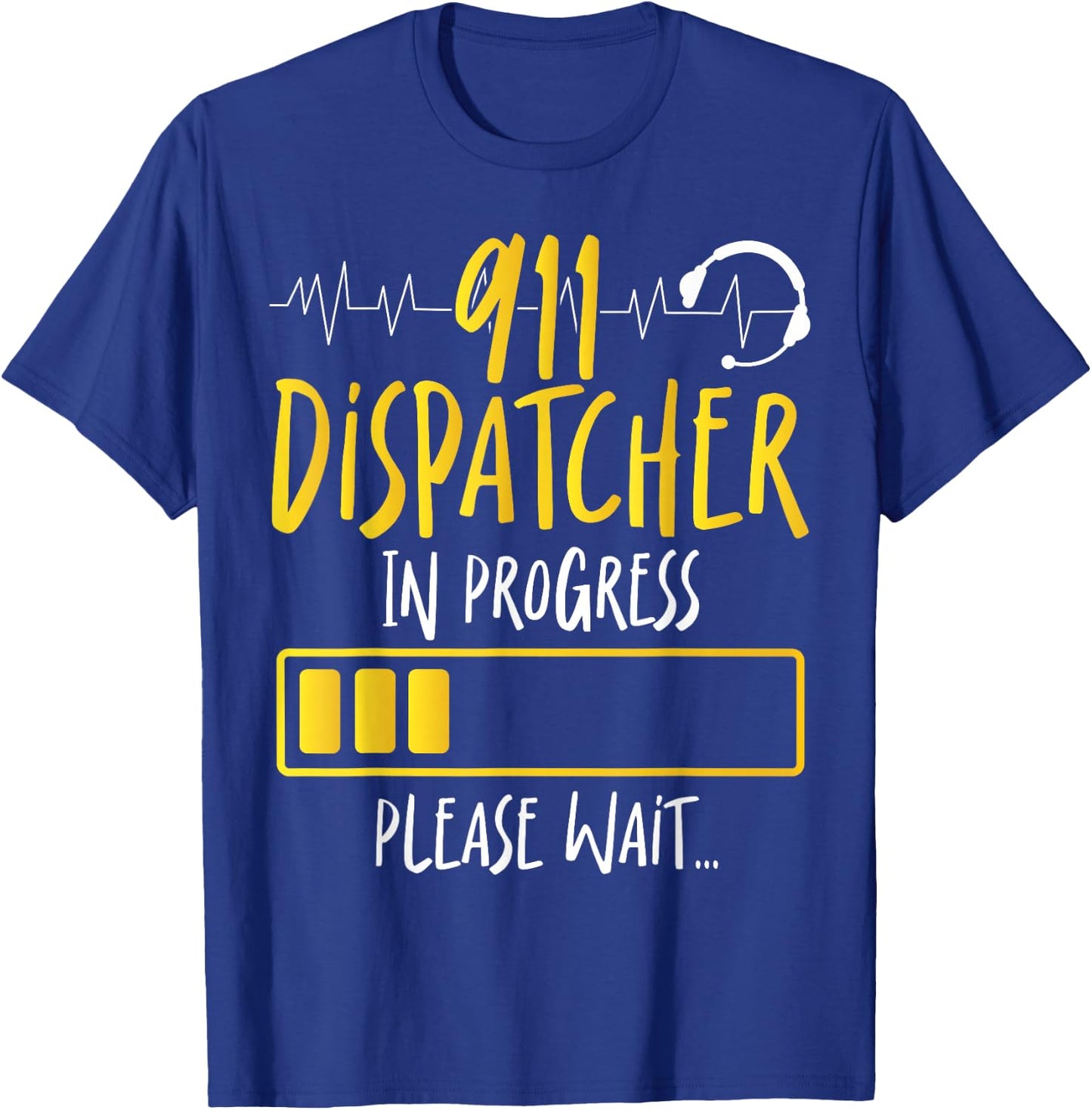 911 Dispatcher Thin Gold Yellow Line 911 Dispatcher In T-Shirt - T-Shirt | Royal