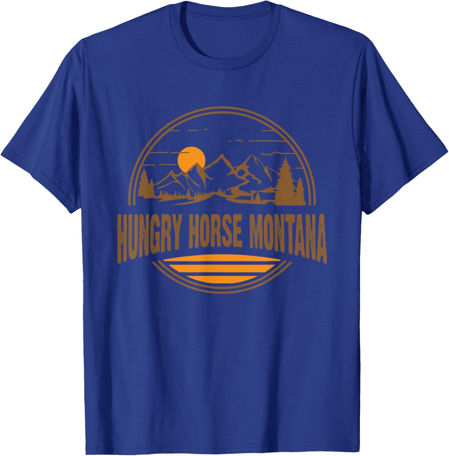 Vintage Hungry Horse, Montana Mountain Hiking Souvenir Print T-Shirt - T-Shirt | Royal