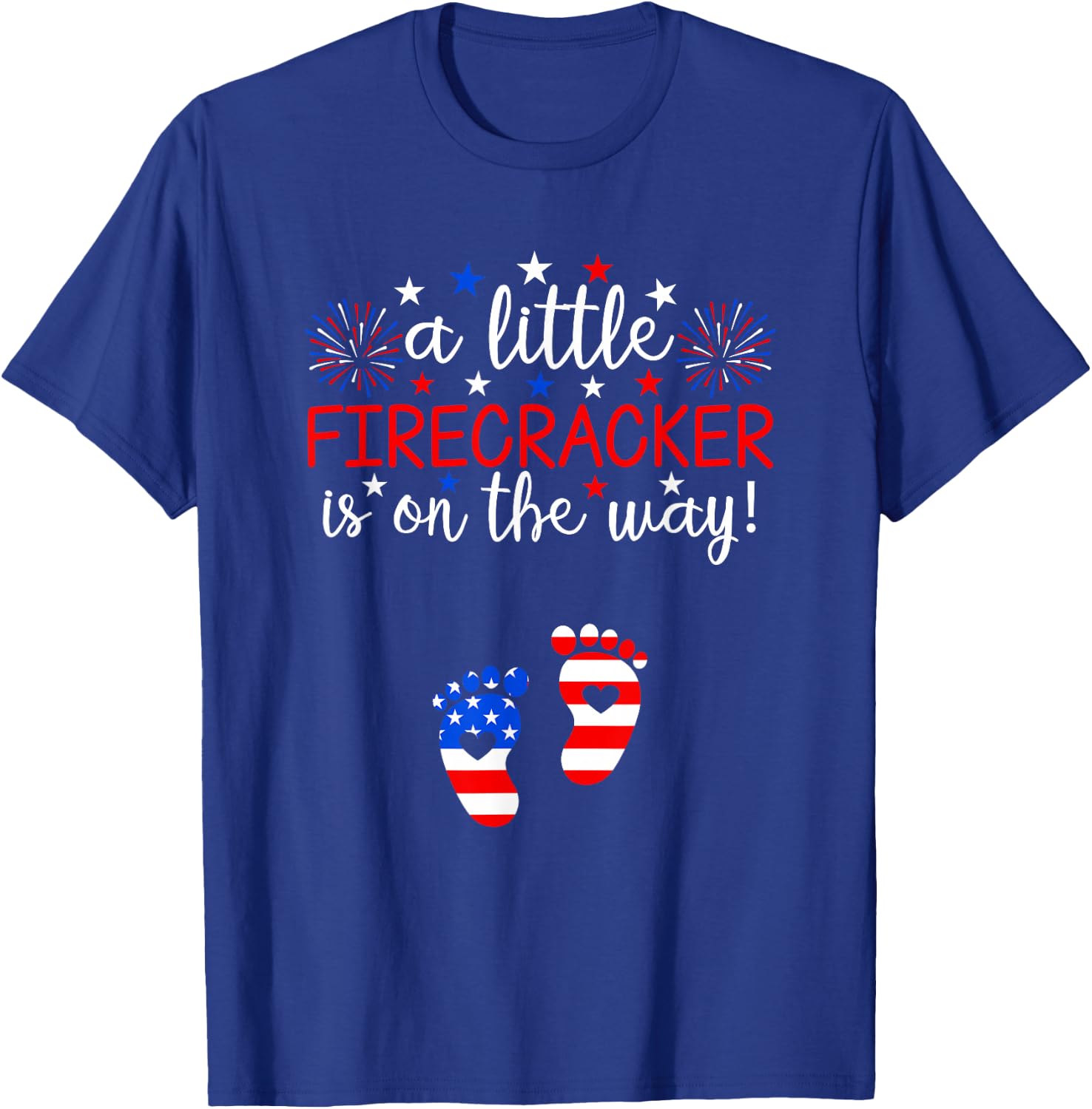 A Little Firecracker is on The Way 4th of July Pregnancy T-Shirt - T-Shirt | Royal