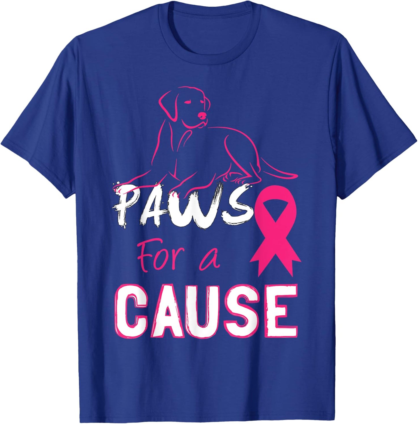 Paws For A Cause Breast Cancer Support Men Women Kid T-Shirt - T-Shirt | Royal