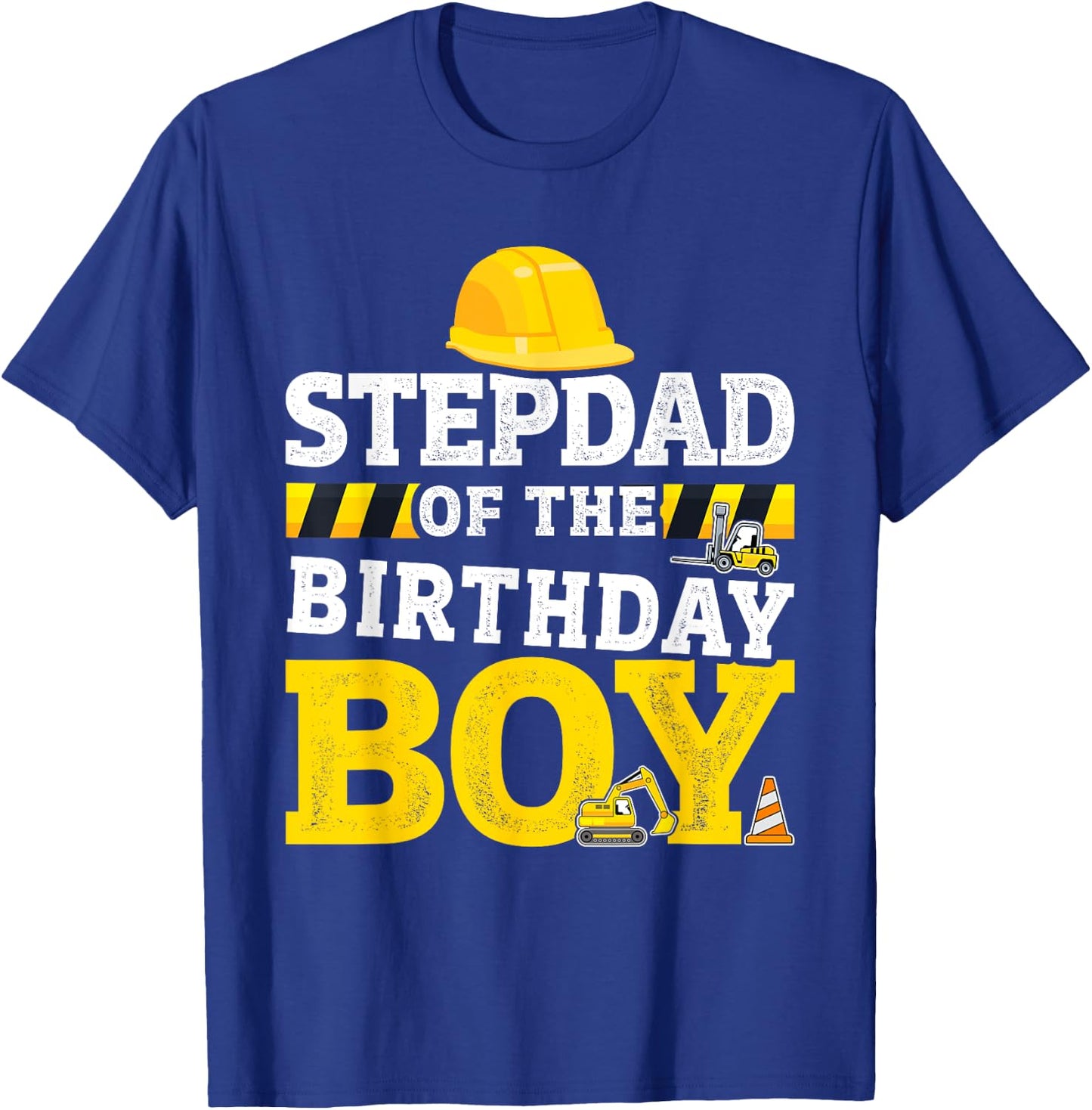 Stepdad of birthday boy matching family construction party T-Shirt - T-Shirt | Royal