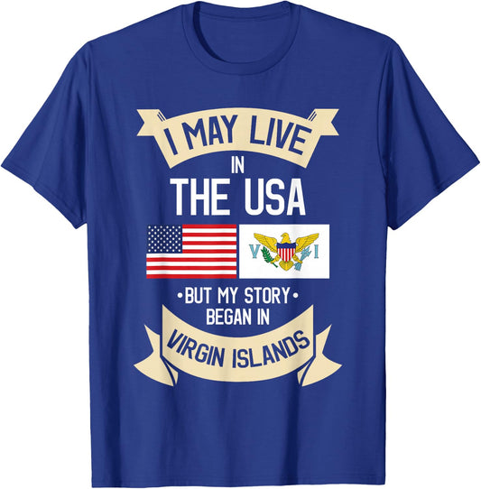 US Virgin Islands Roots American Flag USA Gifts T-Shirt - T-Shirt | Royal