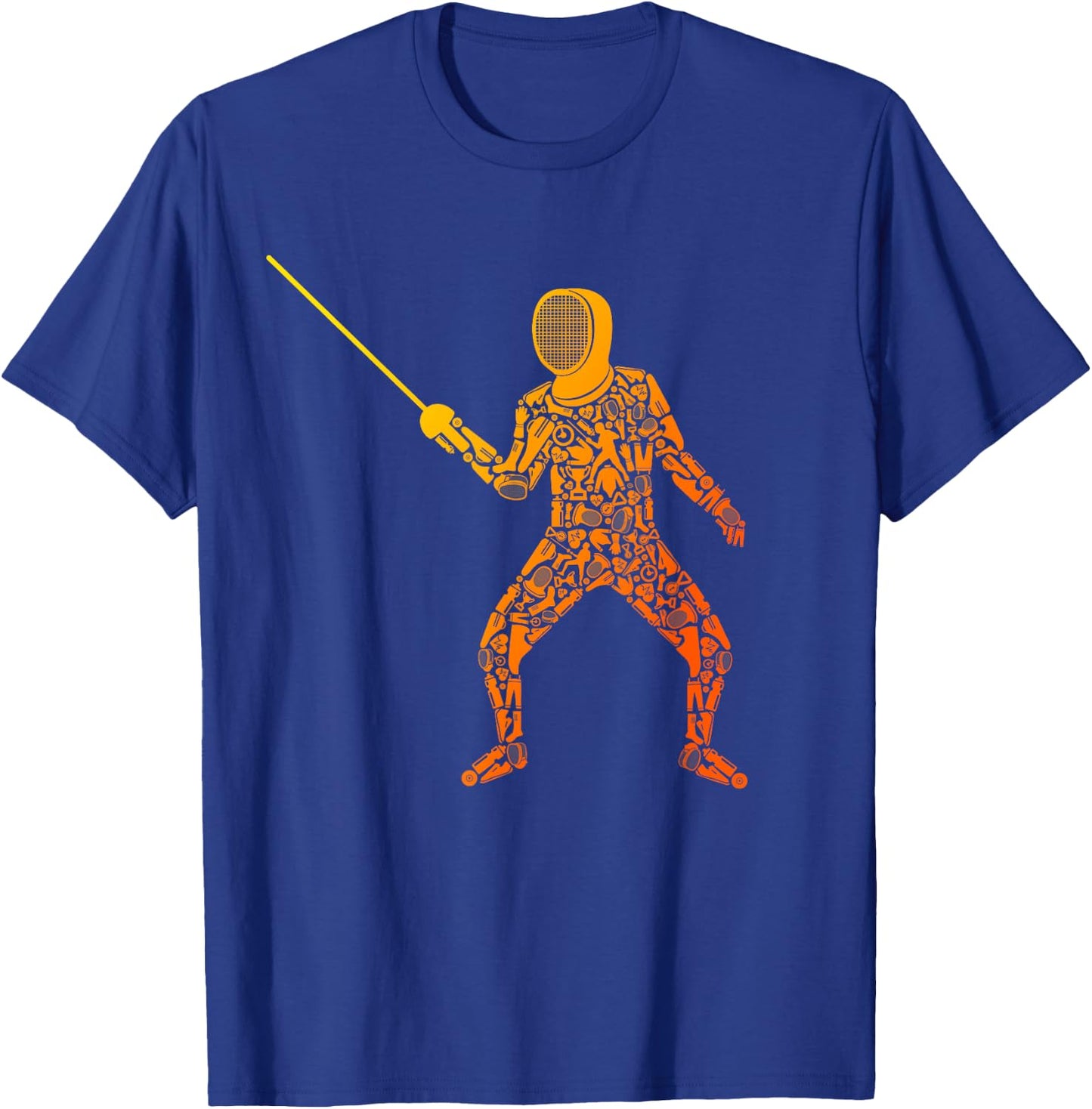 Fencing Sports Symbols Swords Epee Fencer T-Shirt - T-Shirt | Royal