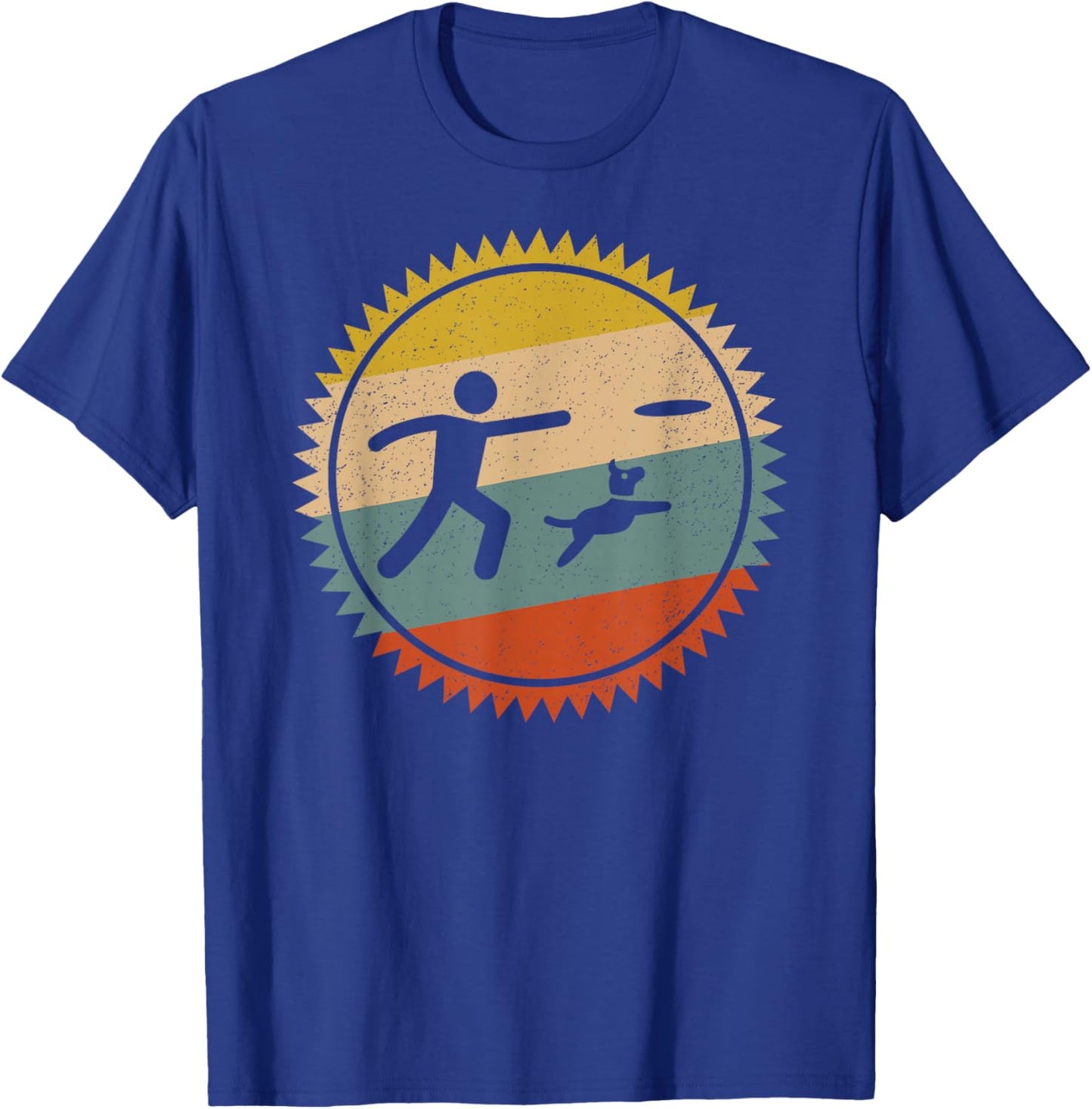 Frisbee With Dog Vintage For Dog Lovers T-Shirt - T-Shirt | Royal