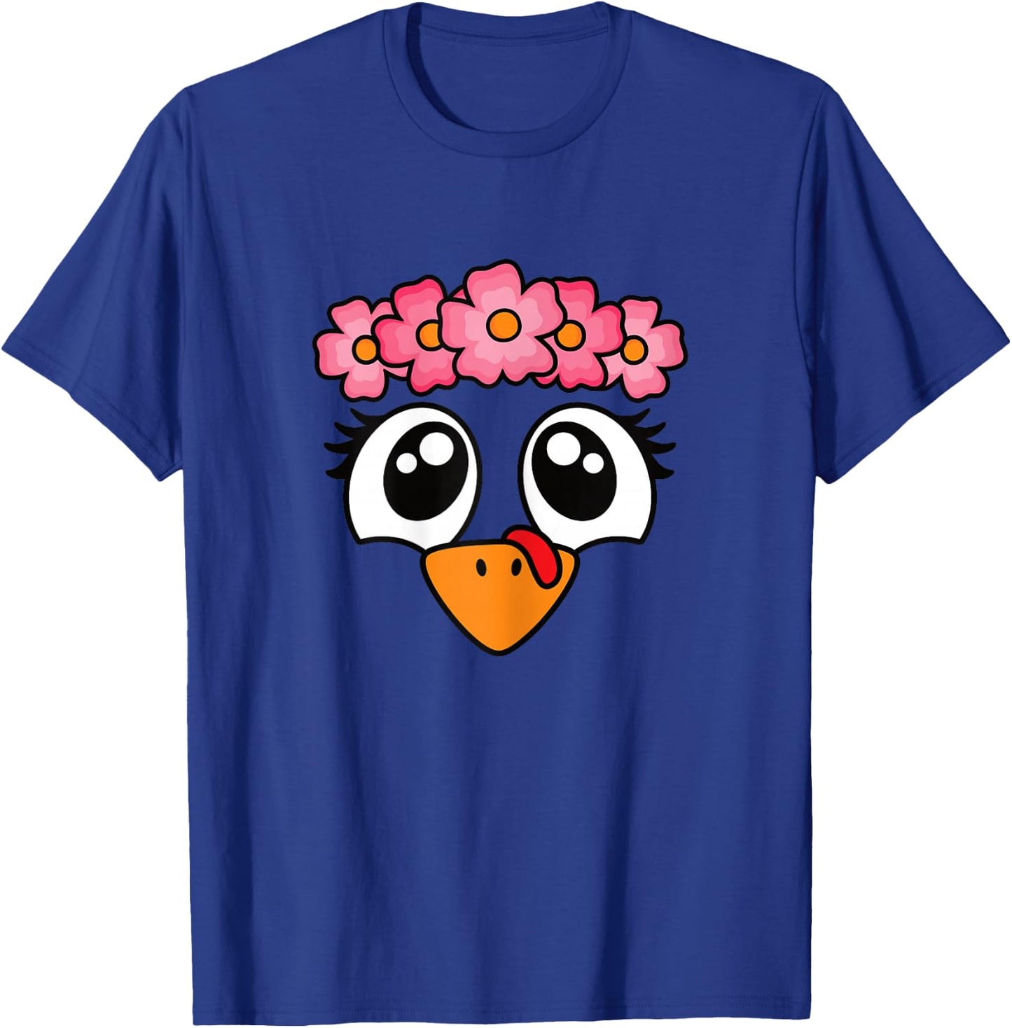 Cute Thanksgiving Turkey Face Women Girls Kids T-Shirt - T-Shirt | Royal