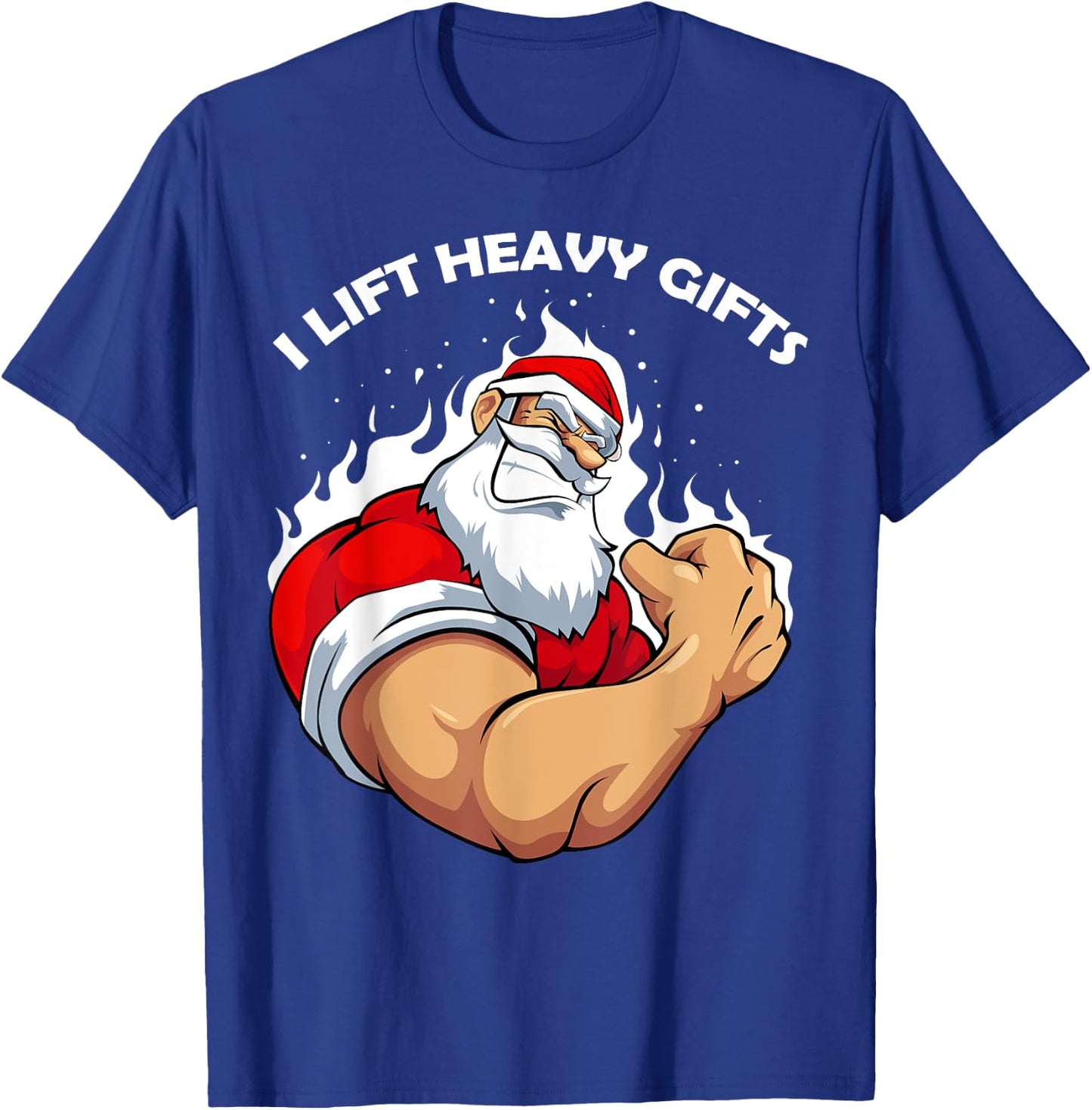 I Lift Heavy s Christmas Cool Santa Bodybuilding Workout T-Shirt - T-Shirt | Royal