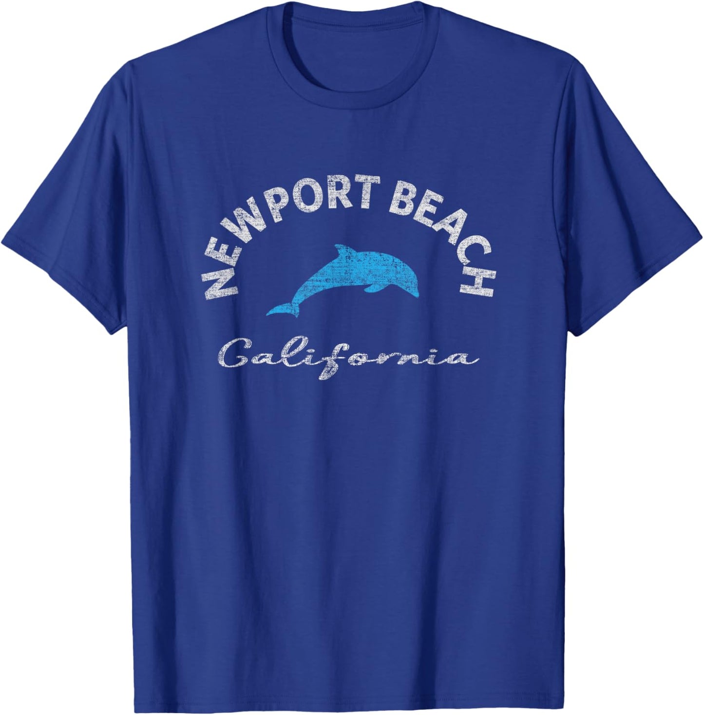 Vintage Newport Beach CA Dolphin T Shirt T-Shirt - T-Shirt | Royal