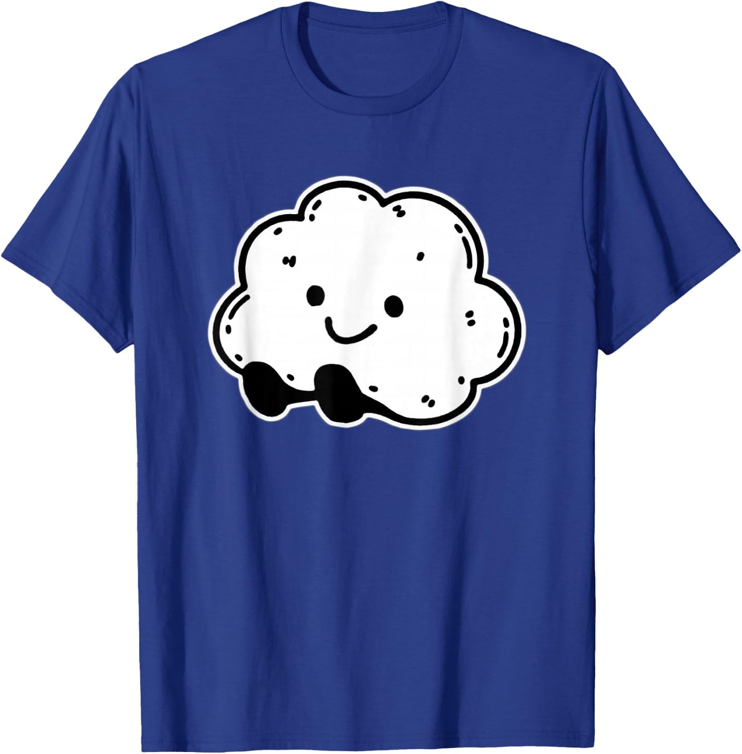 Smiling Cloud Happy Face Blackwork Minimal T-Shirt - T-Shirt | Royal