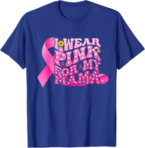 I Wear Pink For My Mama Groovy Breast Cancer Women Kid Youth T-Shirt - T-Shirt | Royal