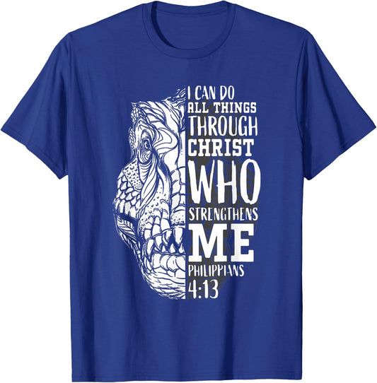 I can do all Things Through Christ - Religous Bible Dinosaur T-Shirt - T-Shirt | Royal