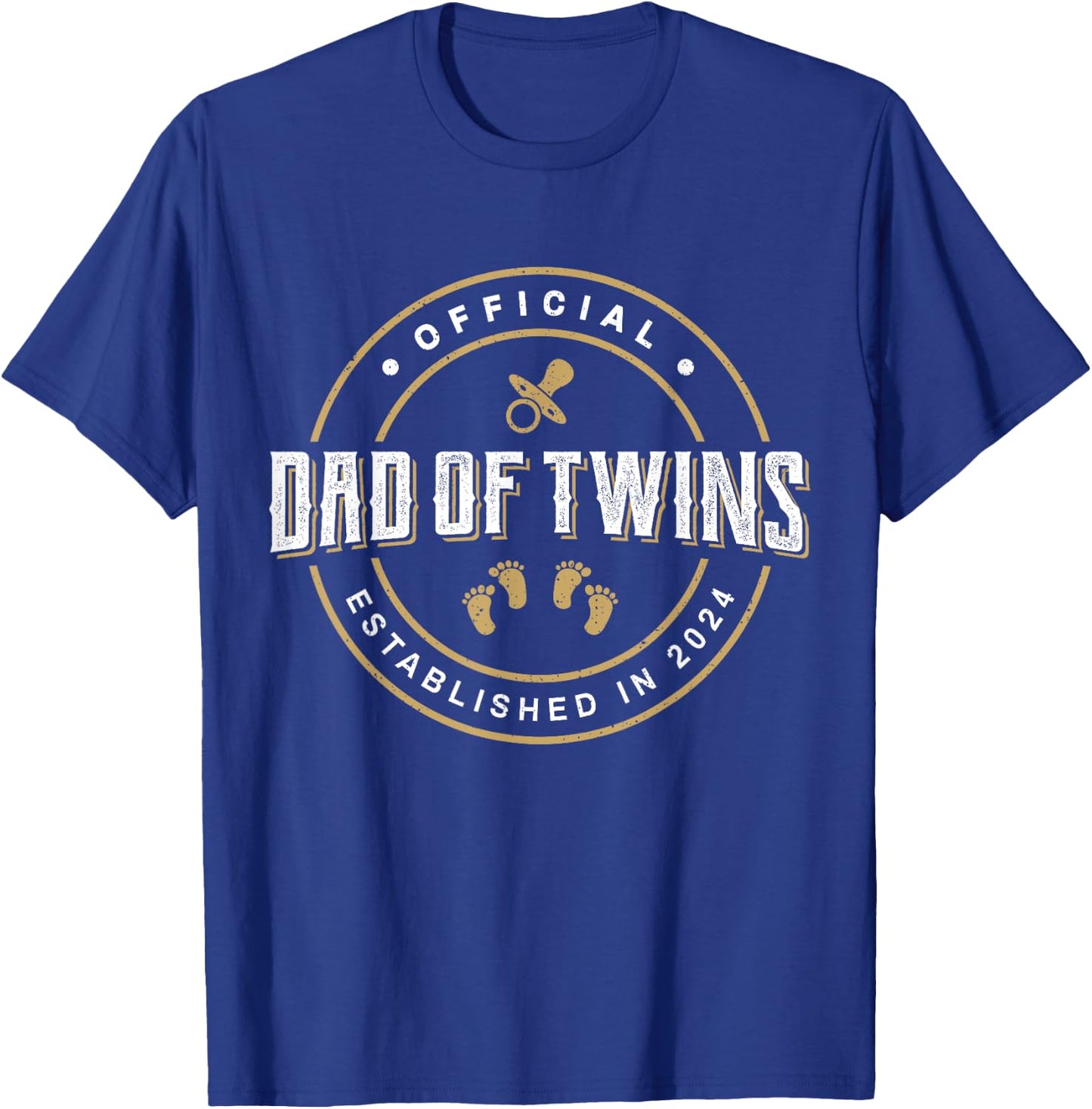 Dad of Twins 2024 New Dad To Be Expecting Daddy of Twins T-Shirt - T-Shirt | Royal