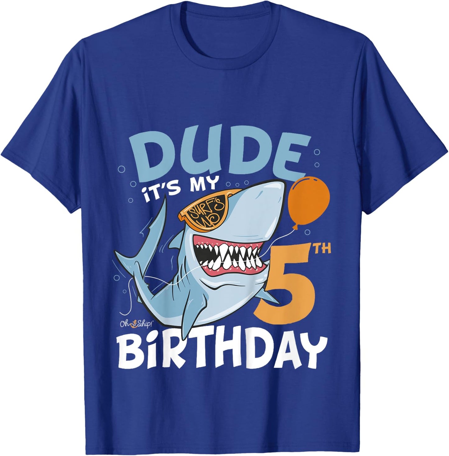 Kids Dude it's my 5th Birthday - 5th Shark Birthday Boy T-Shirt - T-Shirt | Royal