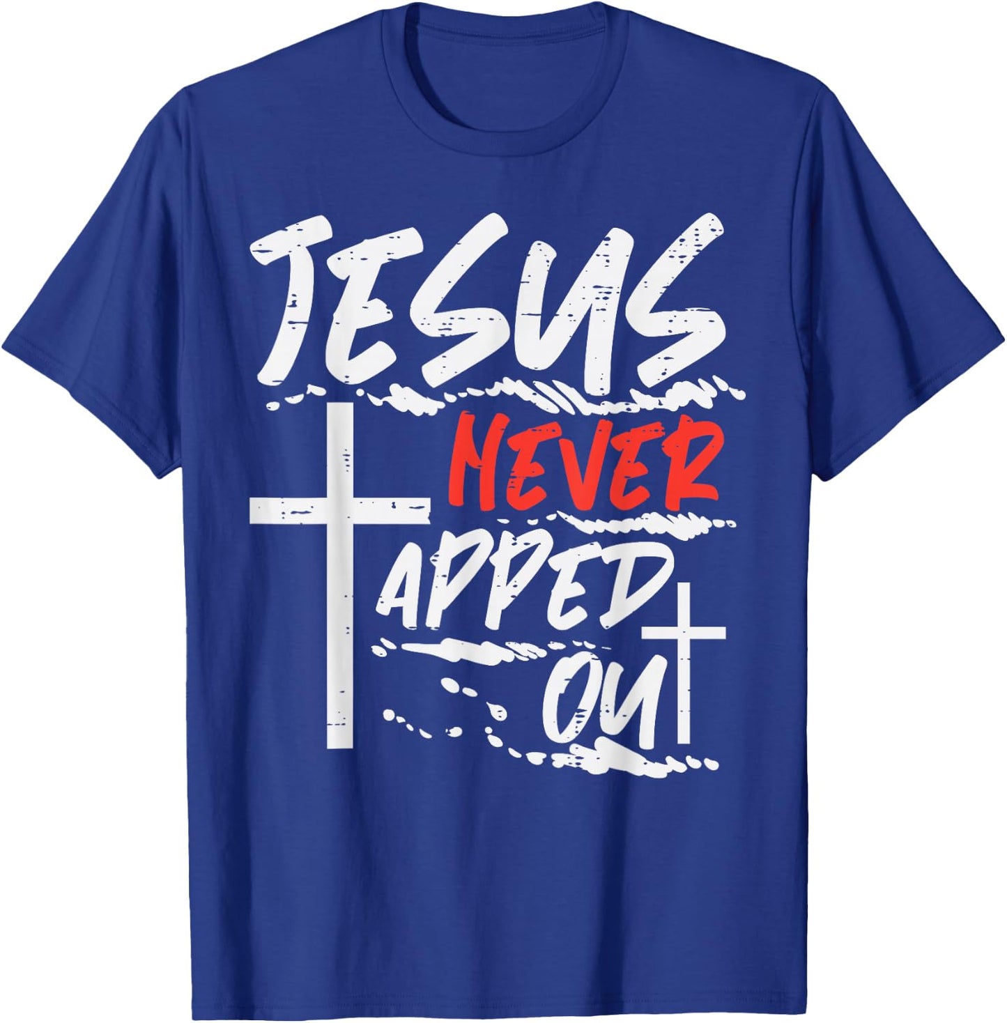 Wrestling Jesus Never Tapped Out Christian Wrestle Men Women T-Shirt - T-Shirt | Royal