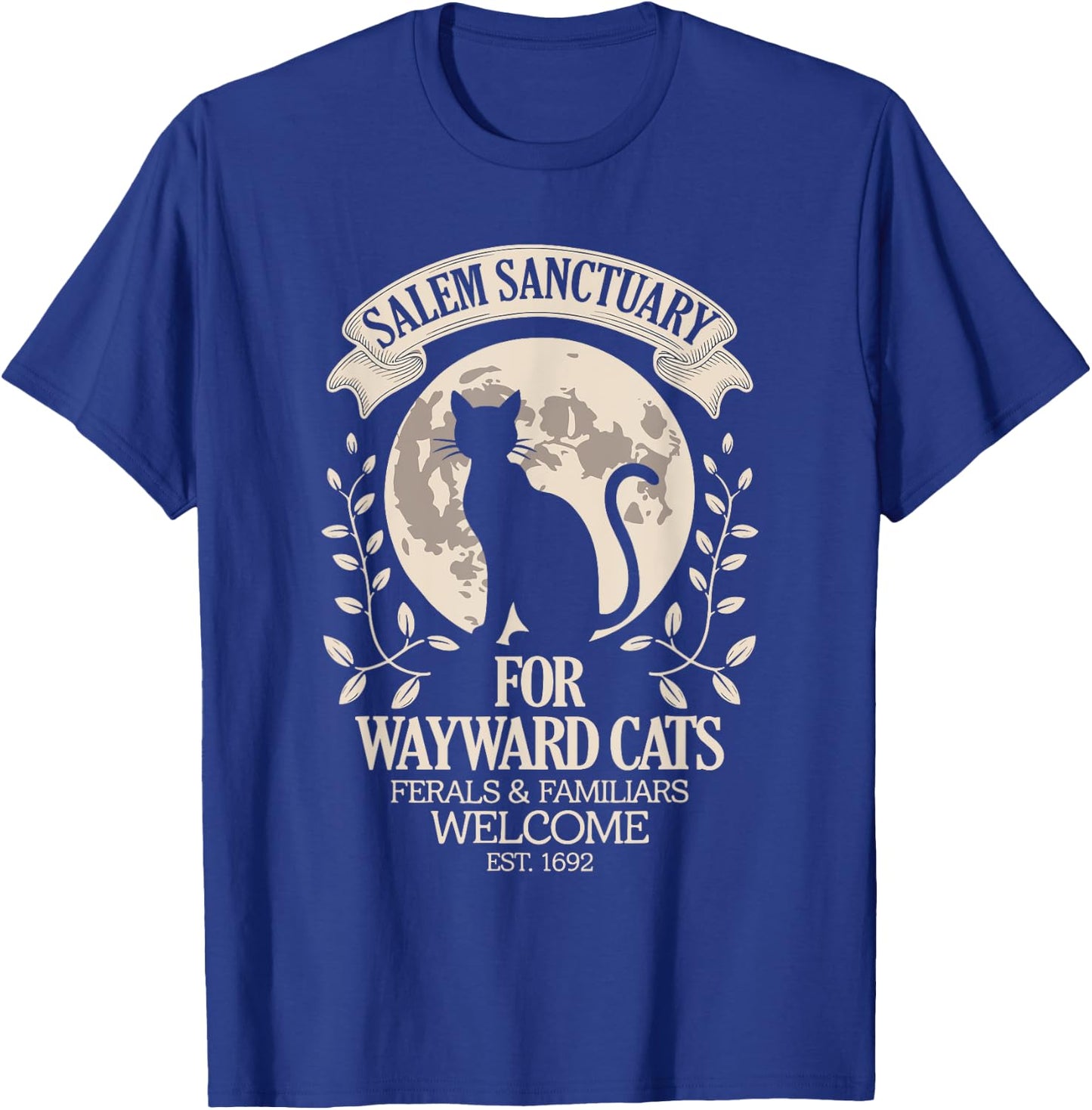 Salem Sanctuary For Wayward Cats Black Cat Halloween Men Women Kids T-Shirt - T-Shirt | Royal