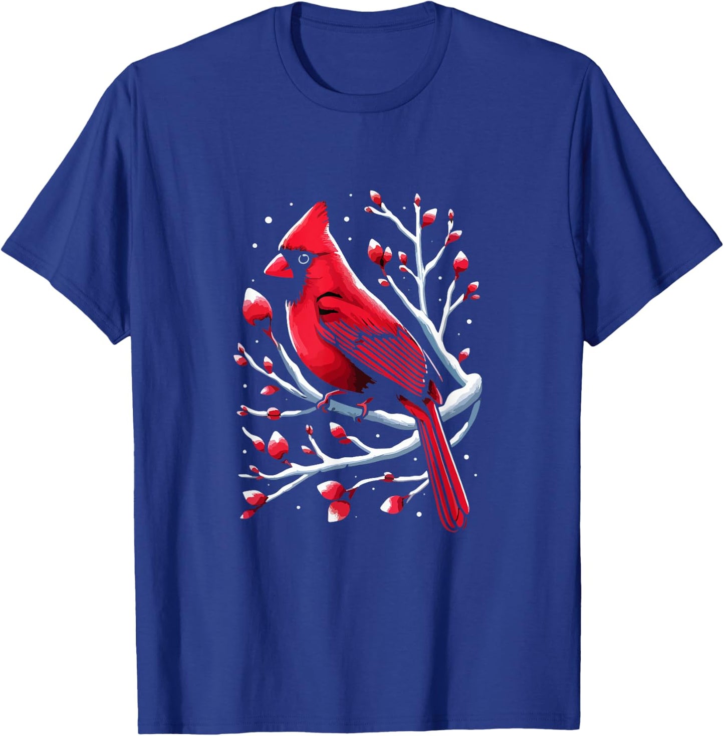 Cardinal Bird in Snowy Berries Birdwatching Bird lover Cute T-Shirt - T-Shirt | Royal