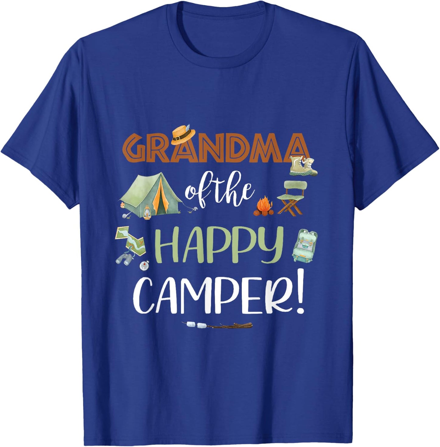 Grandma of The Happy Camper First Birthday Camping Nana T-Shirt - T-Shirt | Royal