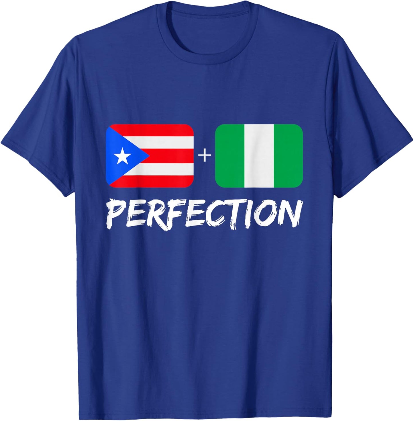 Puerto Rican Plus Nigerian Perfection Mix Heritage Flag T-Shirt - T-Shirt | Royal