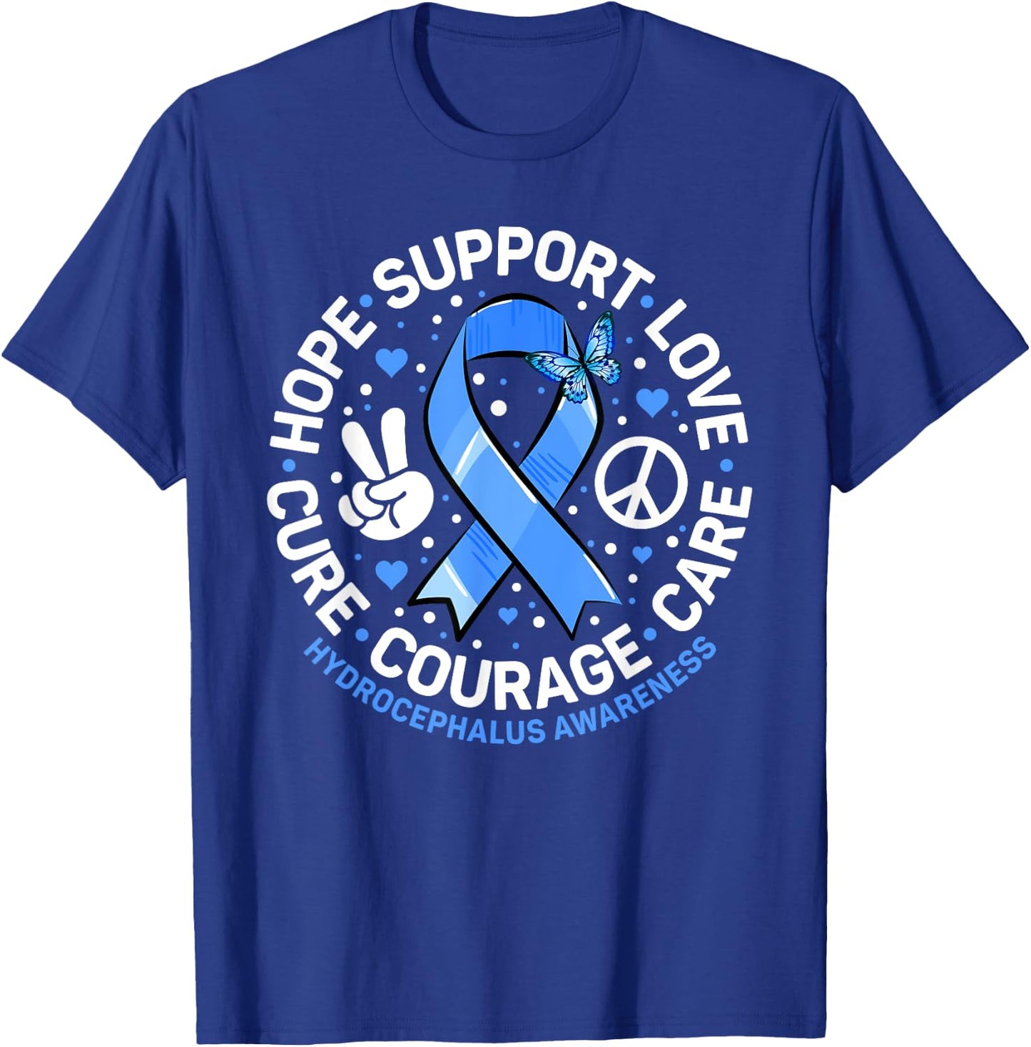 Hydrocephalus Support Blue Ribbon Hydrocephalus Awareness T-Shirt - T-Shirt | Royal