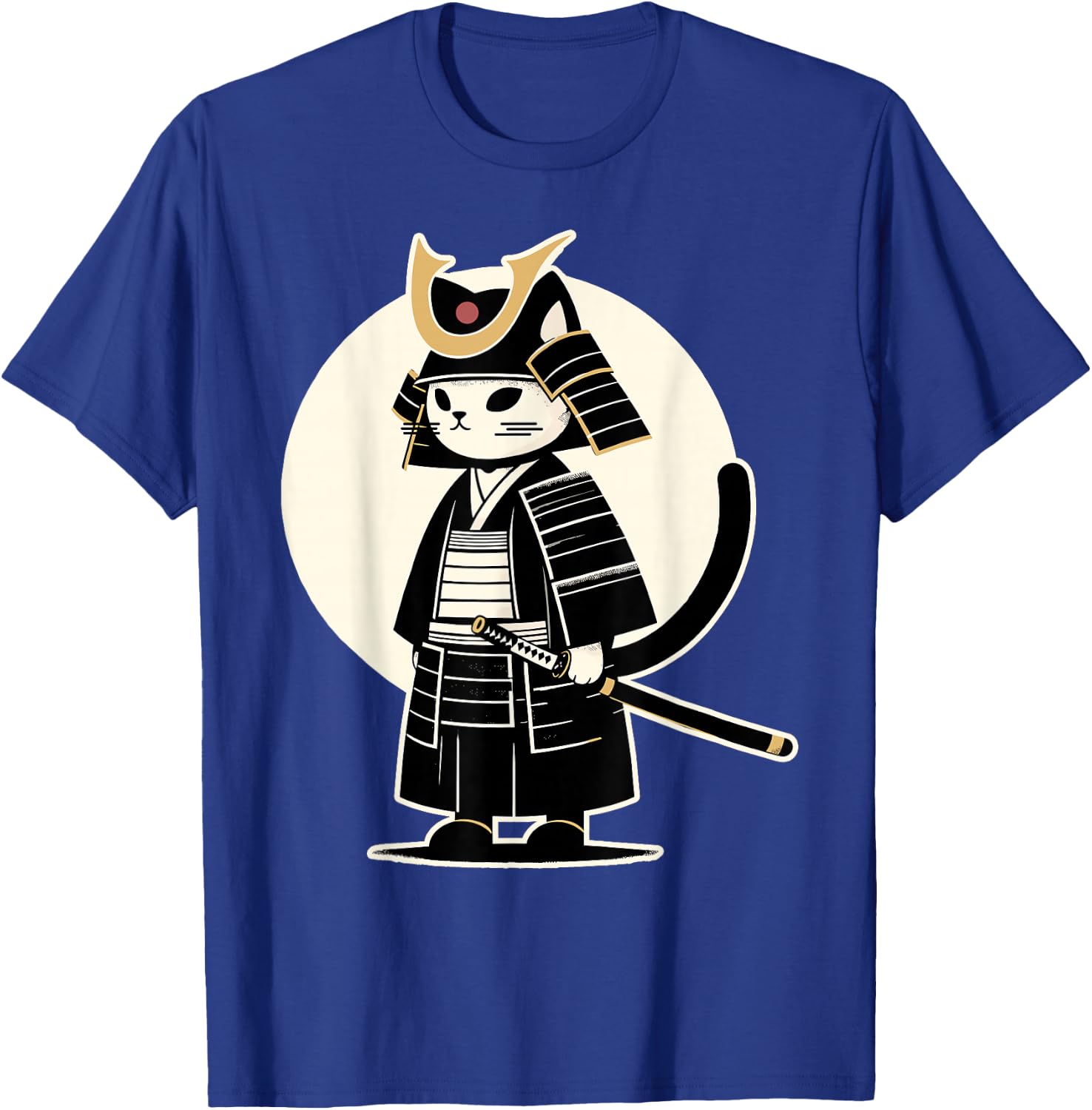 Kawaii Cat Anime Japanese Retro Samurai Novelty Funny Cat T-Shirt - T-Shirt | Royal