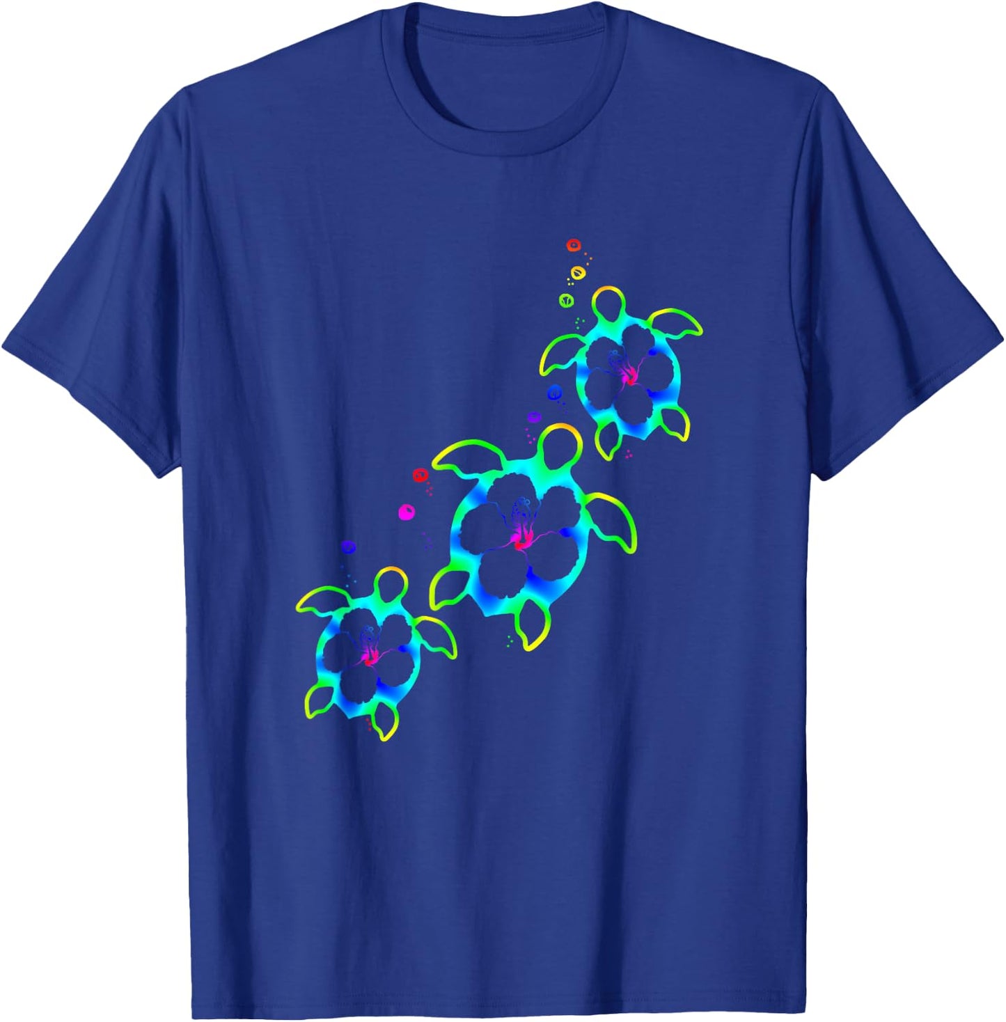 Tropical Colors Hawaiian Honu Sea Turtles T-Shirt - T-Shirt | Royal