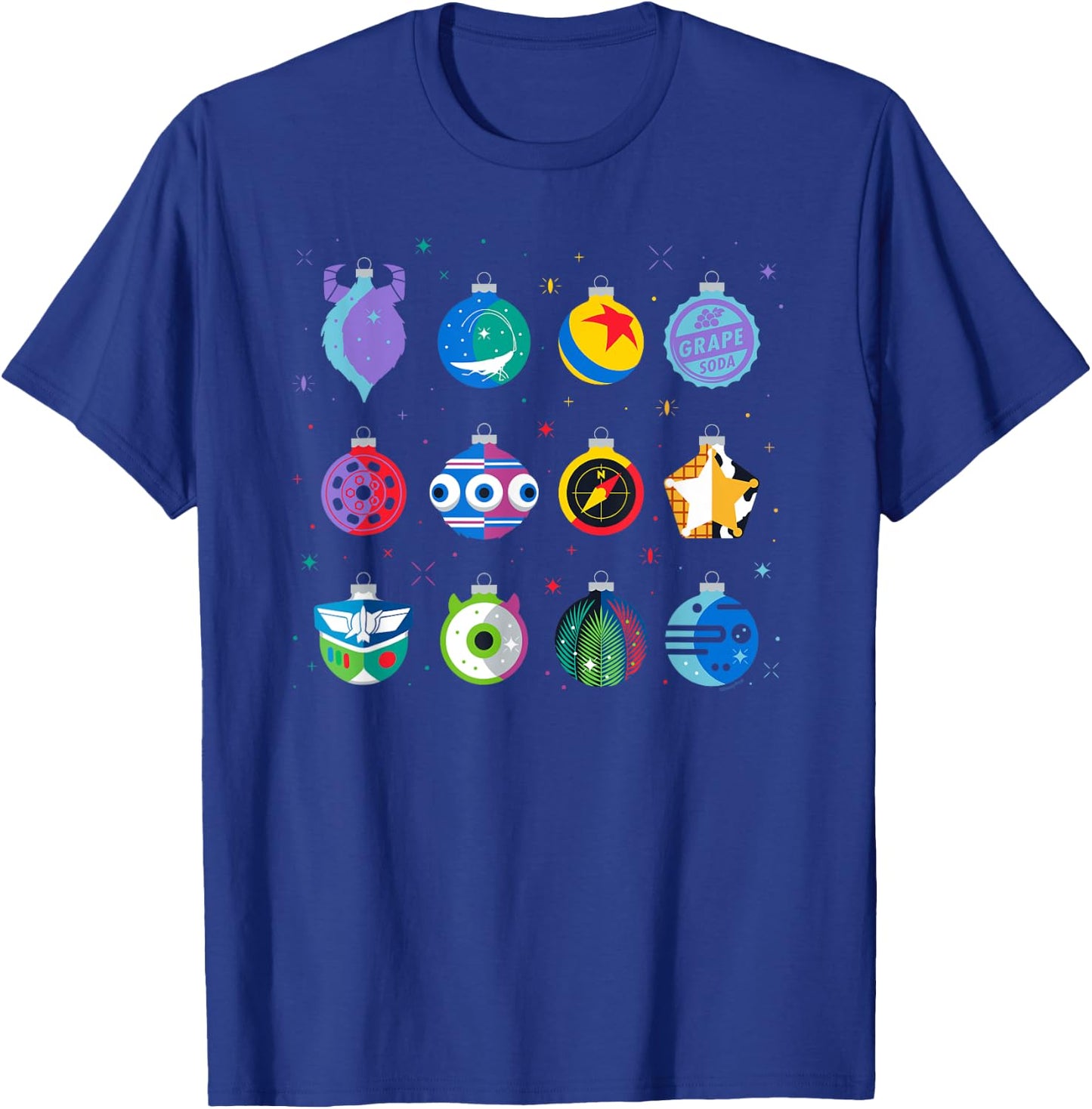 Disney and Pixar Christmas 12 Holiday Character Ornaments T-Shirt - T-Shirt | Royal