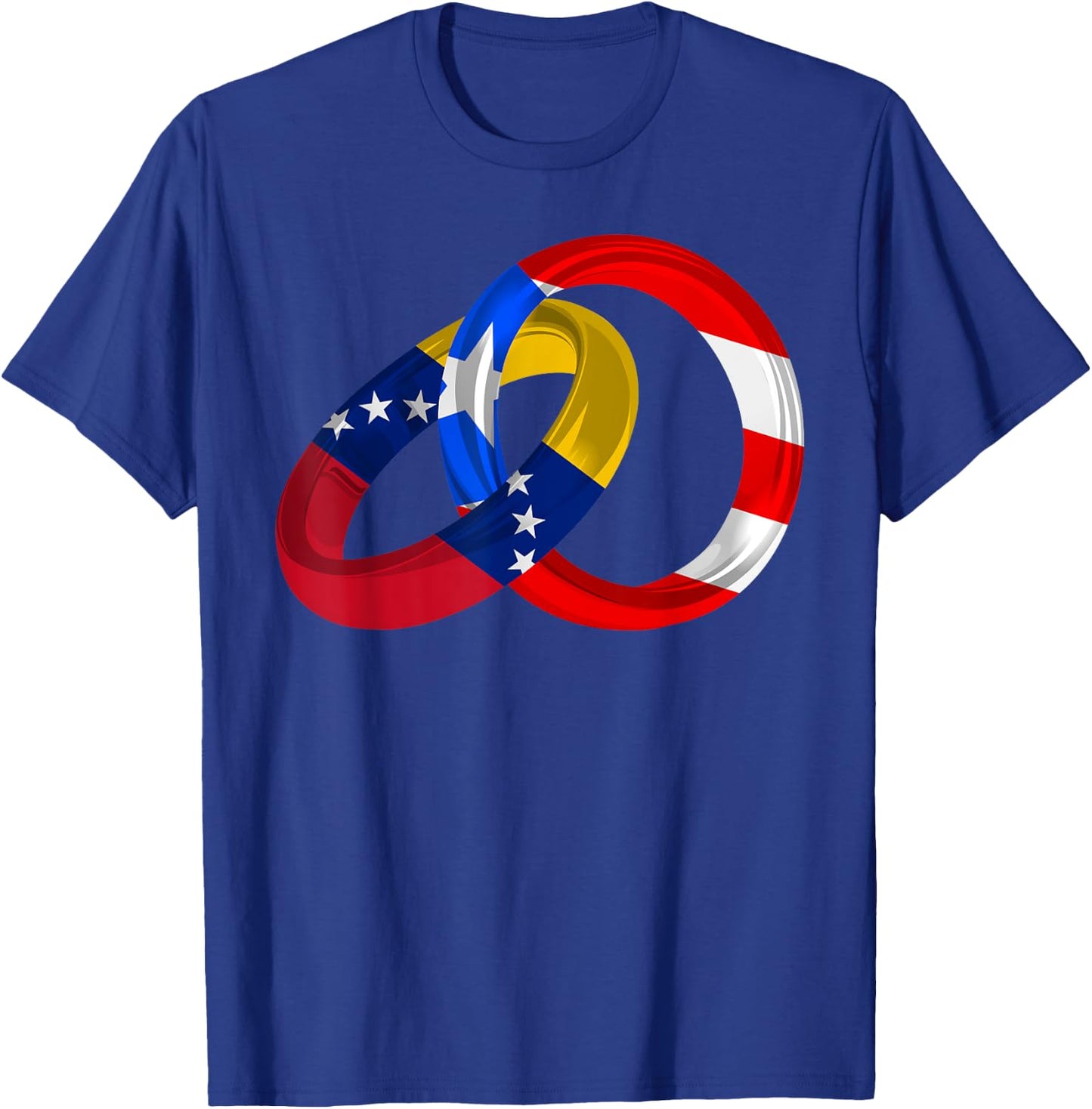 Puerto Rico Venezuela Flag Rings Hispanic Heritage Month T-Shirt - T-Shirt | Royal