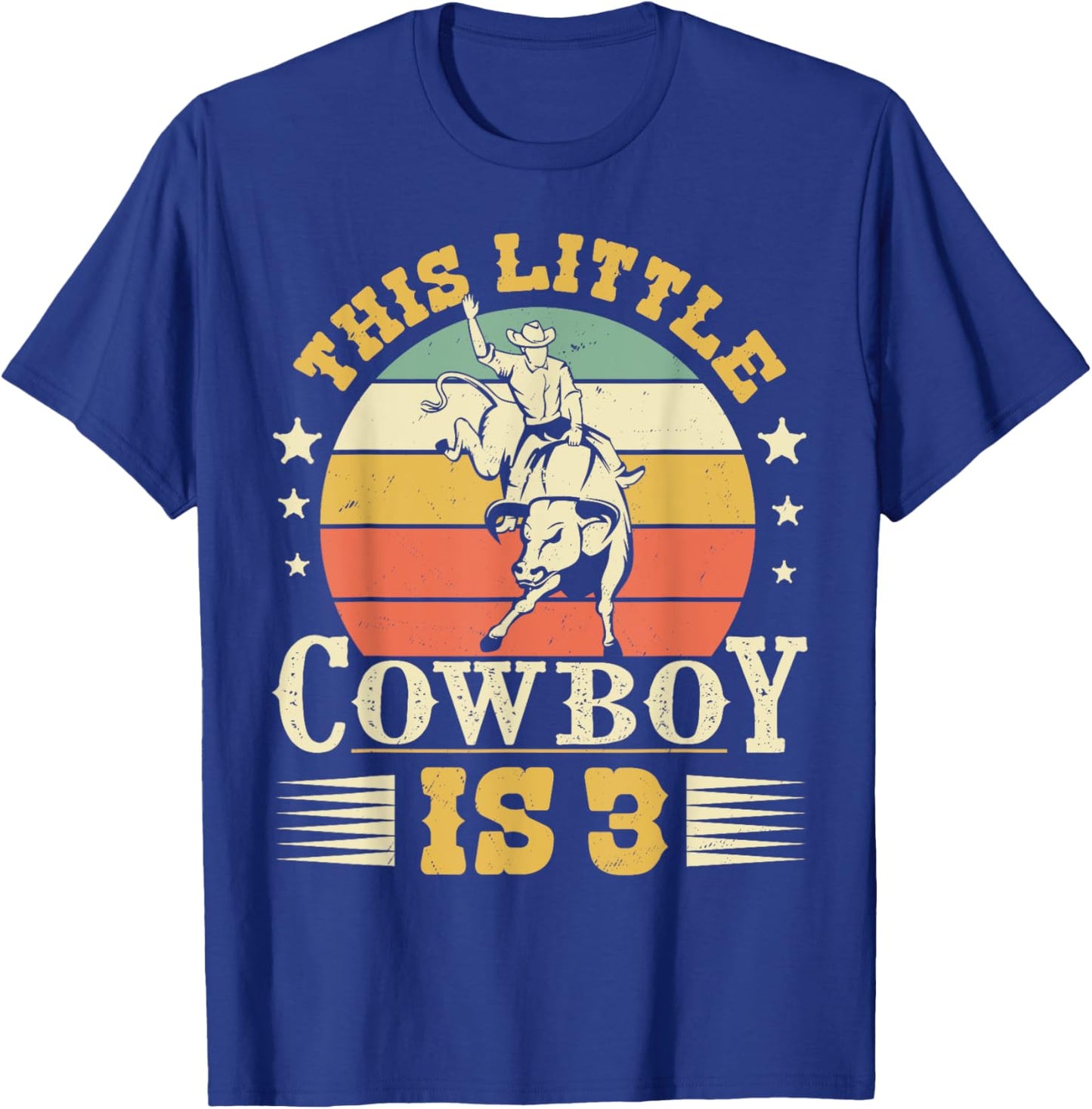 This Little Cowboy Is 3 Western Country Rodeo 3rd Birthday T-Shirt - T-Shirt | Royal