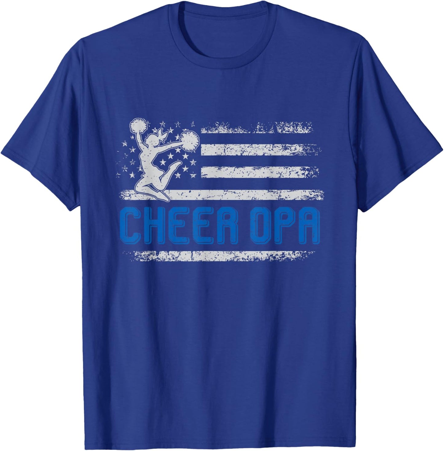 Cheer Opa American Flag Gifts For Father's Day Cheerleader T-Shirt - T-Shirt | Royal