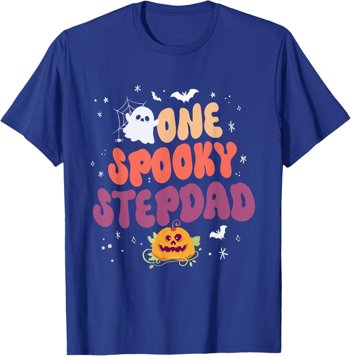 Groovy One Spooky Step Dad Halloween Pumpkin Trick Or Treat T-Shirt - T-Shirt | Royal