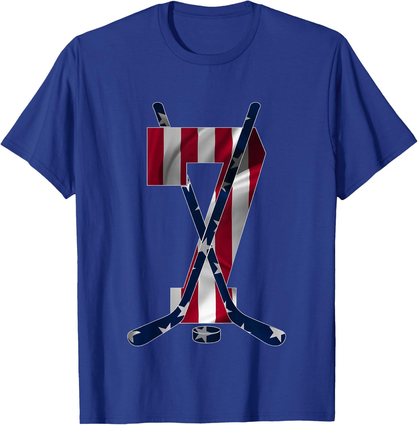 Number 7 Years Ice Hockey 7th Birthday T-Shirt - T-Shirt | Royal