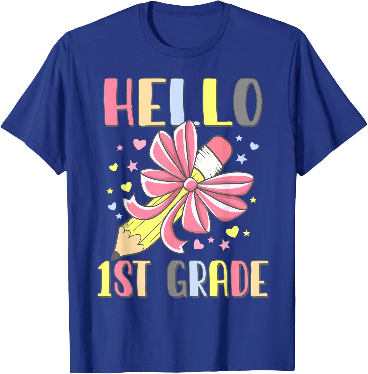 Hello First Grade Girl Coquette Bow Back To School 1st Grade T-Shirt - T-Shirt | Royal