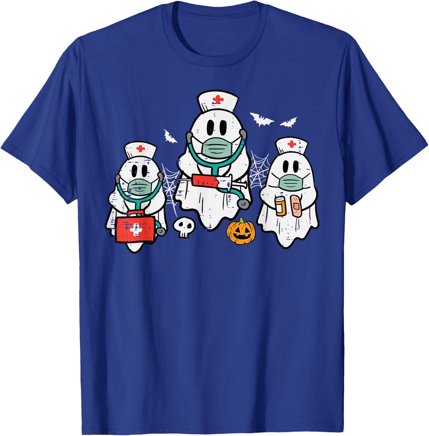 Halloween Ghost Nurses Funny ER Crew Costume Scrub Top Women T-Shirt - T-Shirt | Royal